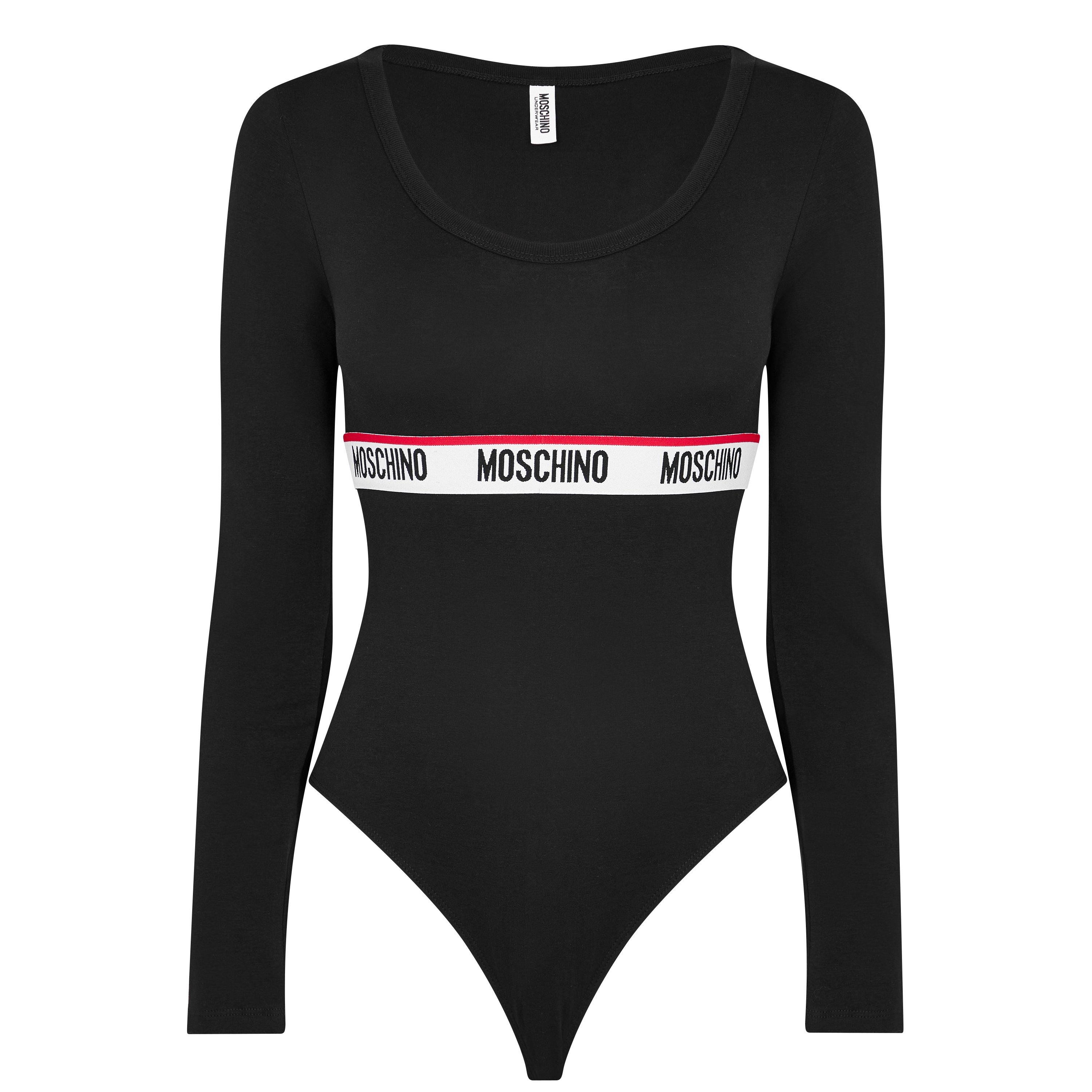 Black 0555 - Moschino - Long Sleeve Tape Bodysuit - 1