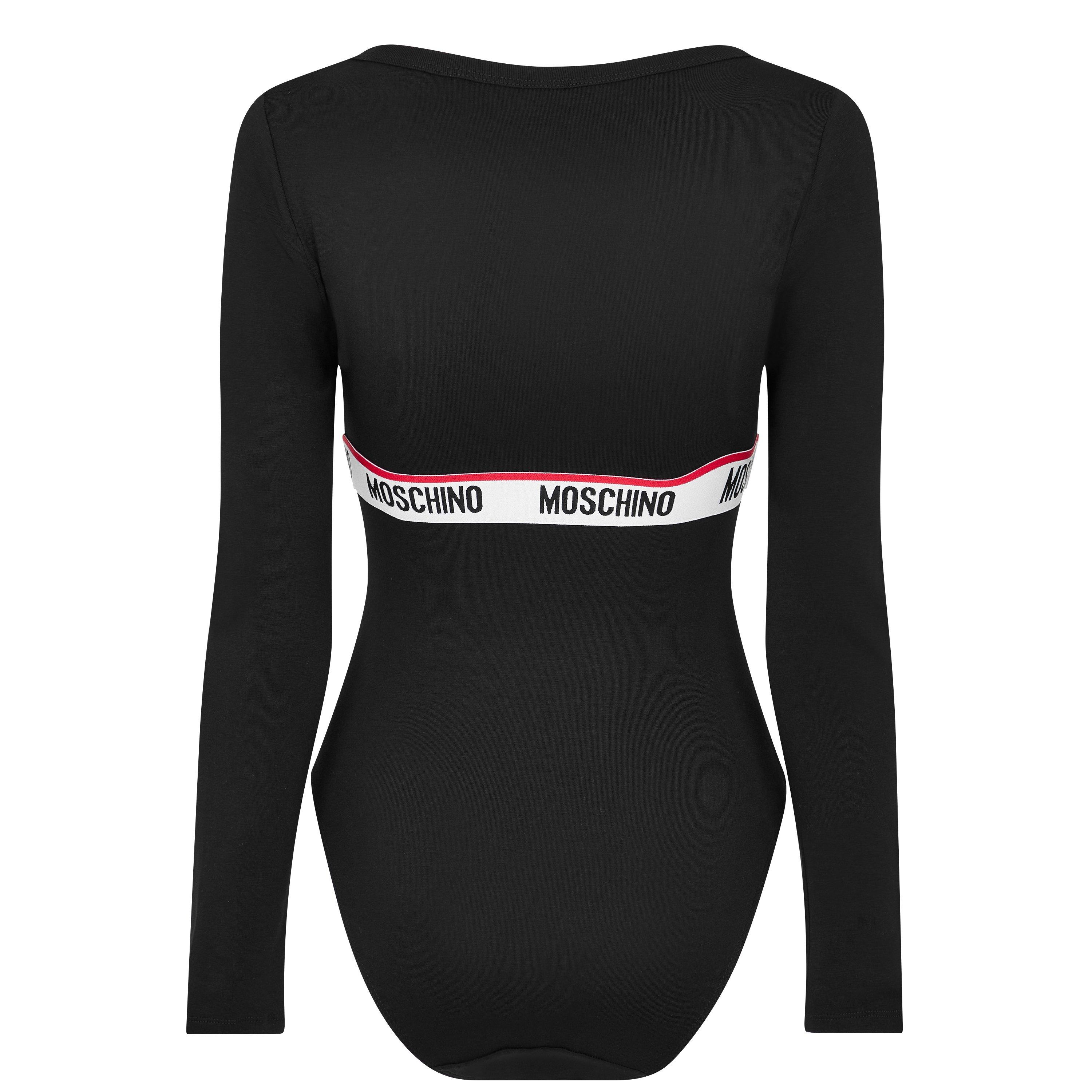 Black 0555 - Moschino - Long Sleeve Tape Bodysuit - 2