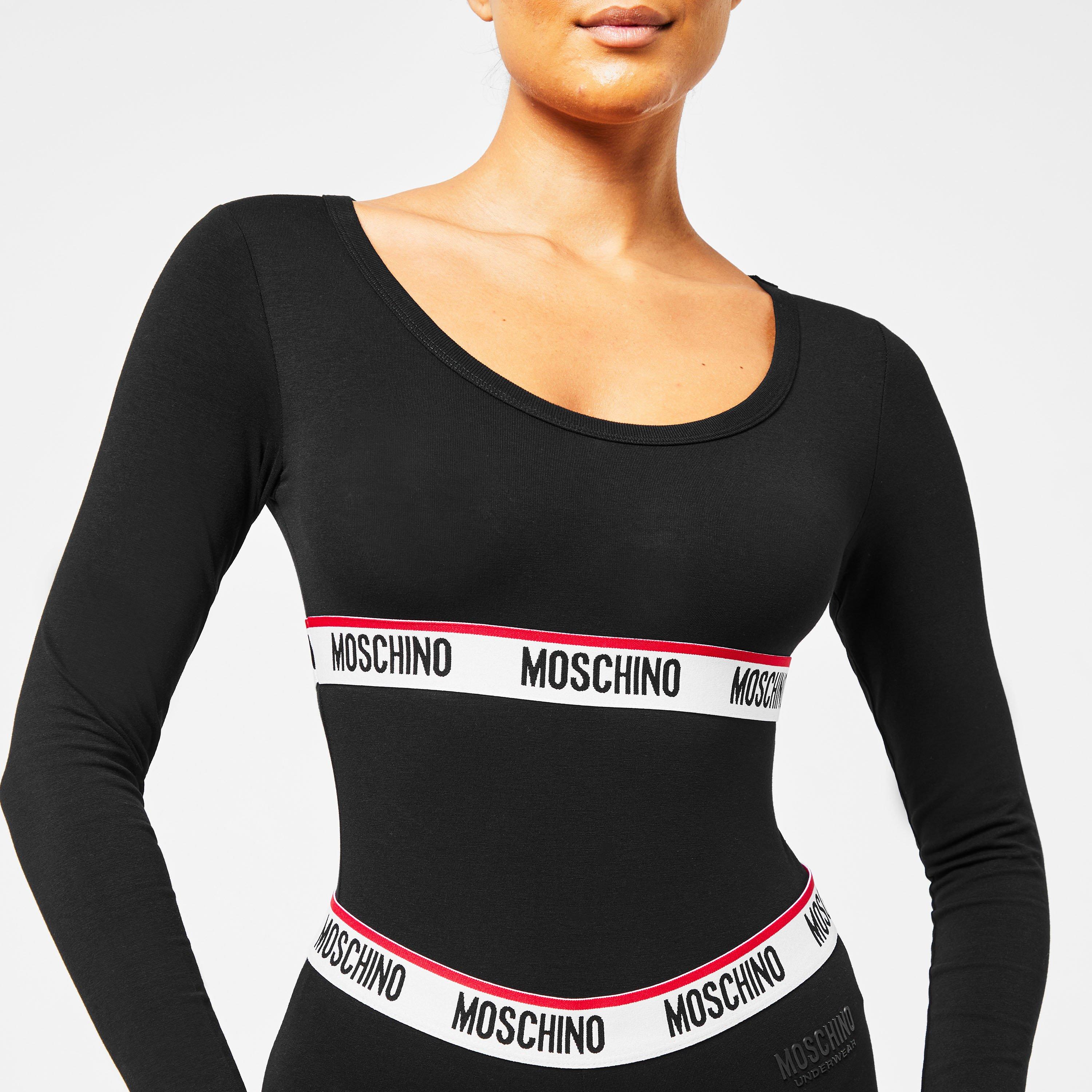 Black 0555 - Moschino - Long Sleeve Tape Bodysuit - 3