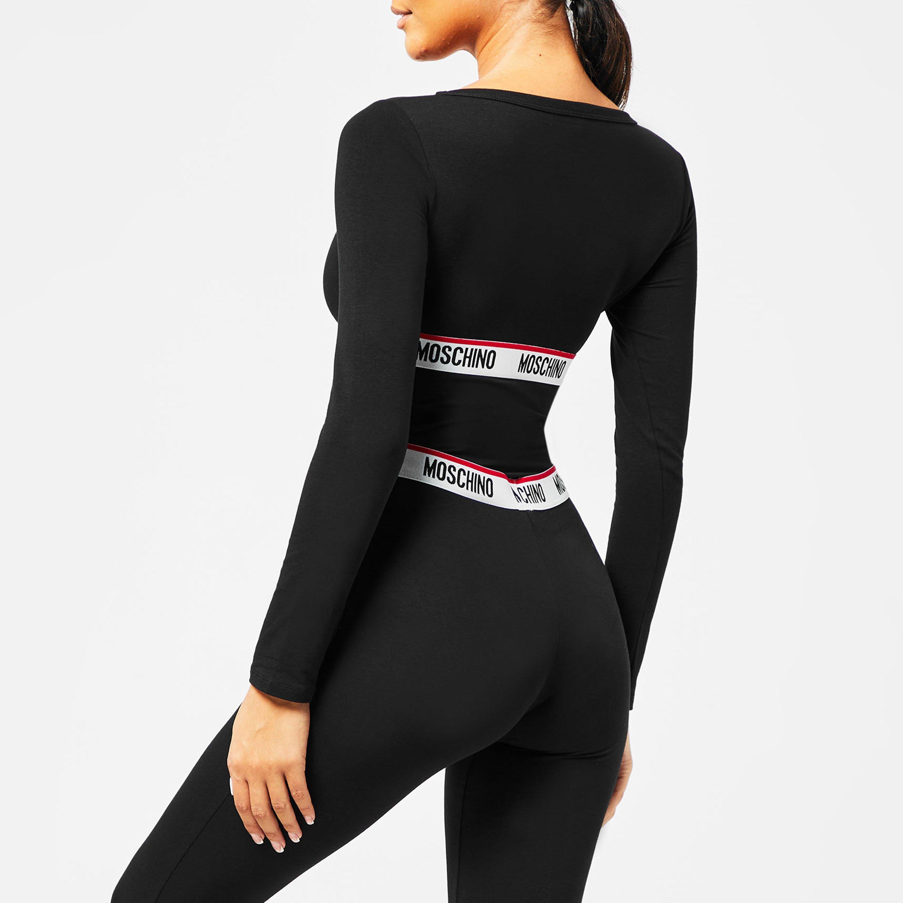 Black 0555 - Moschino - Long Sleeve Tape Bodysuit - 4