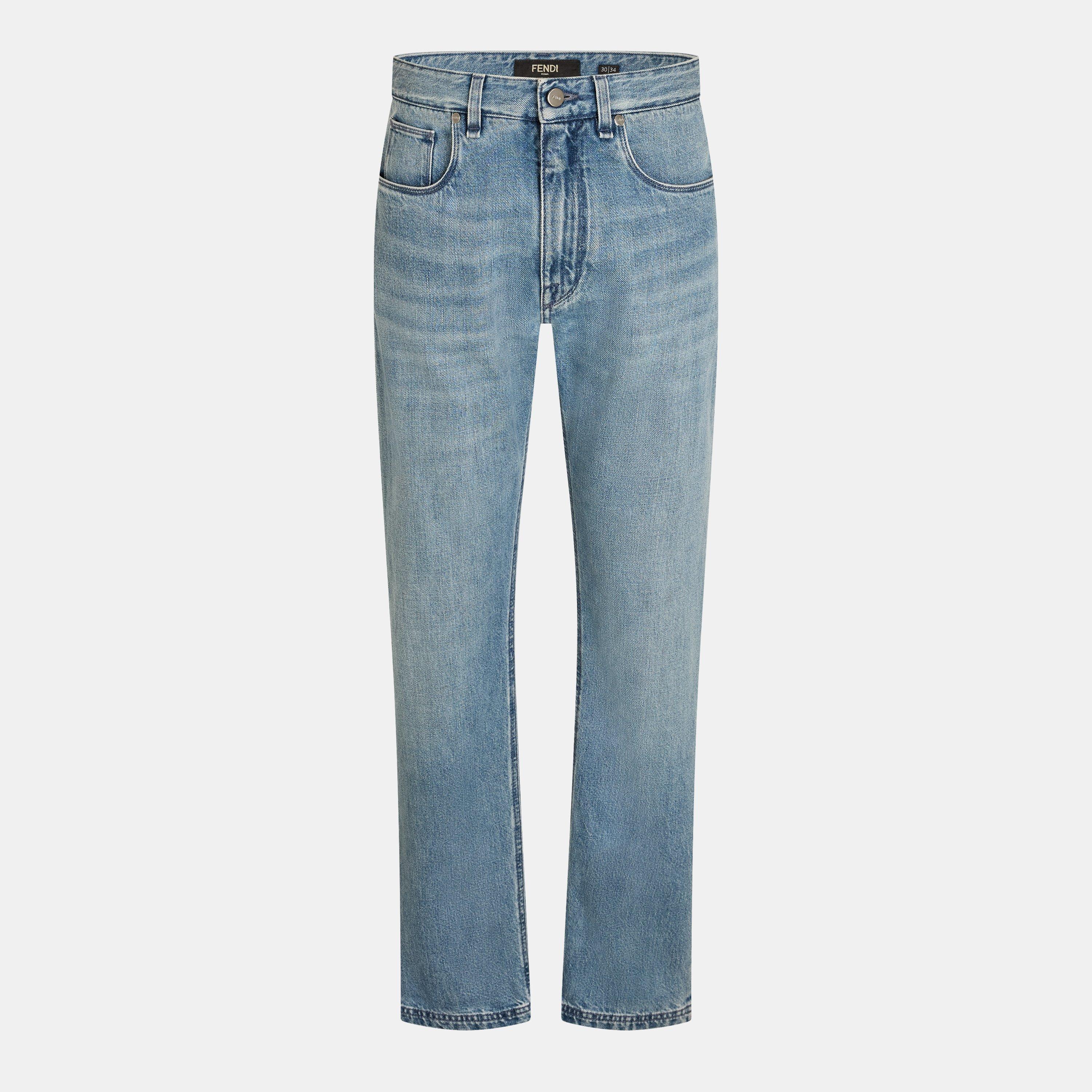 Fendi Men's Classic Straight Leg Jeans - Blue - Size 32W