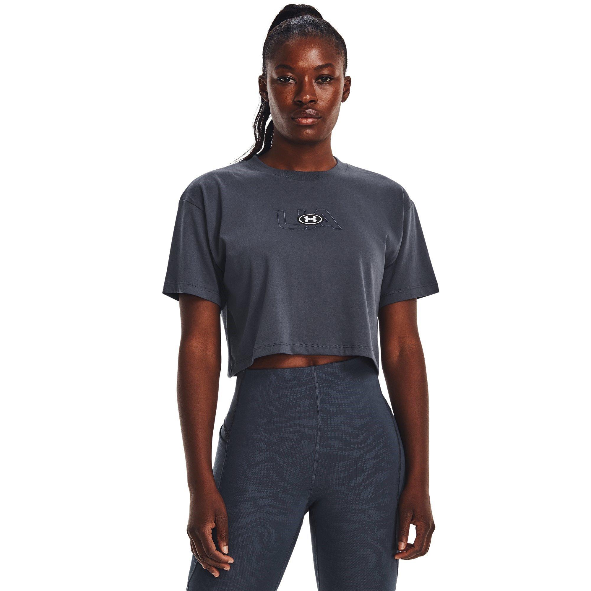 Pioggia torrenziale grigia - Under Armour - Logo Crop Short Seeve T Shirt - 3