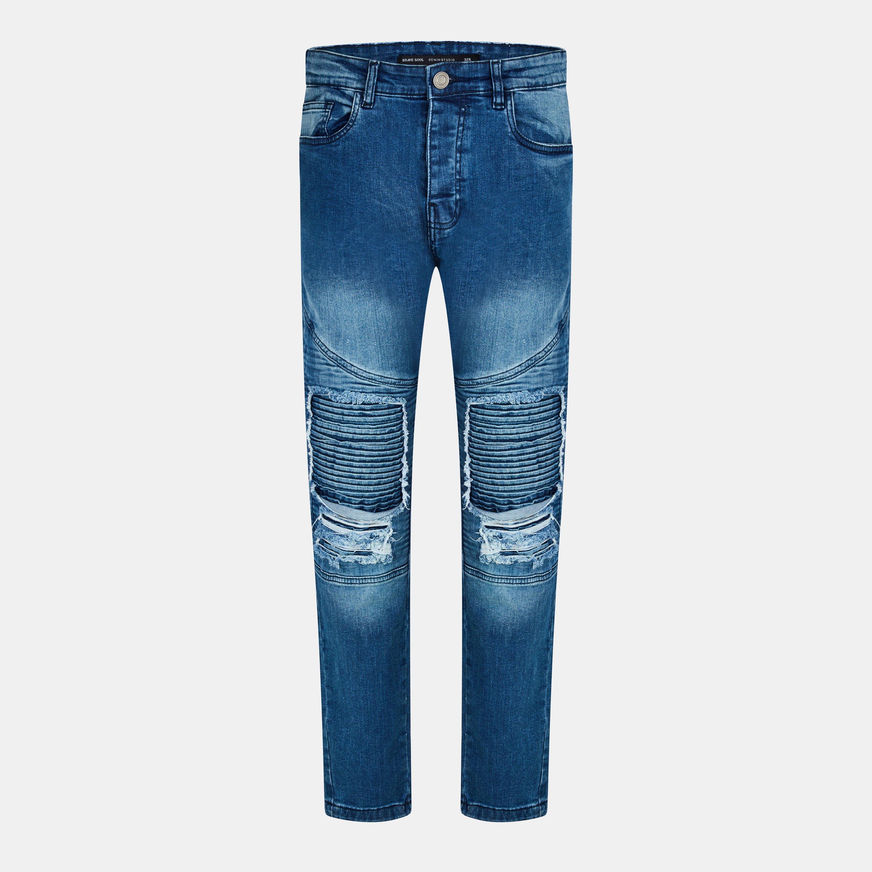 Blue - Brave Soul - Blue Biker Jean - 1