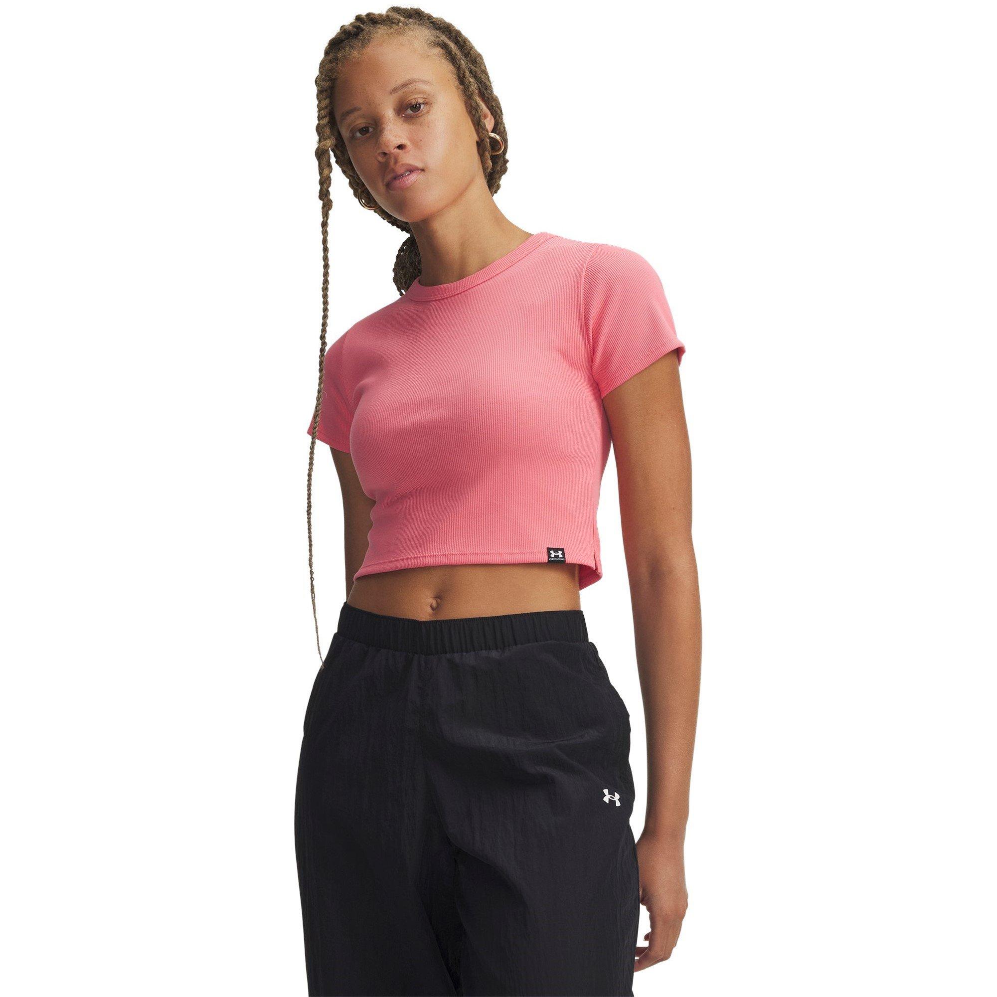 Under Armour Women's Rival Rib Crop Top - Pink/White - 12 (M)
