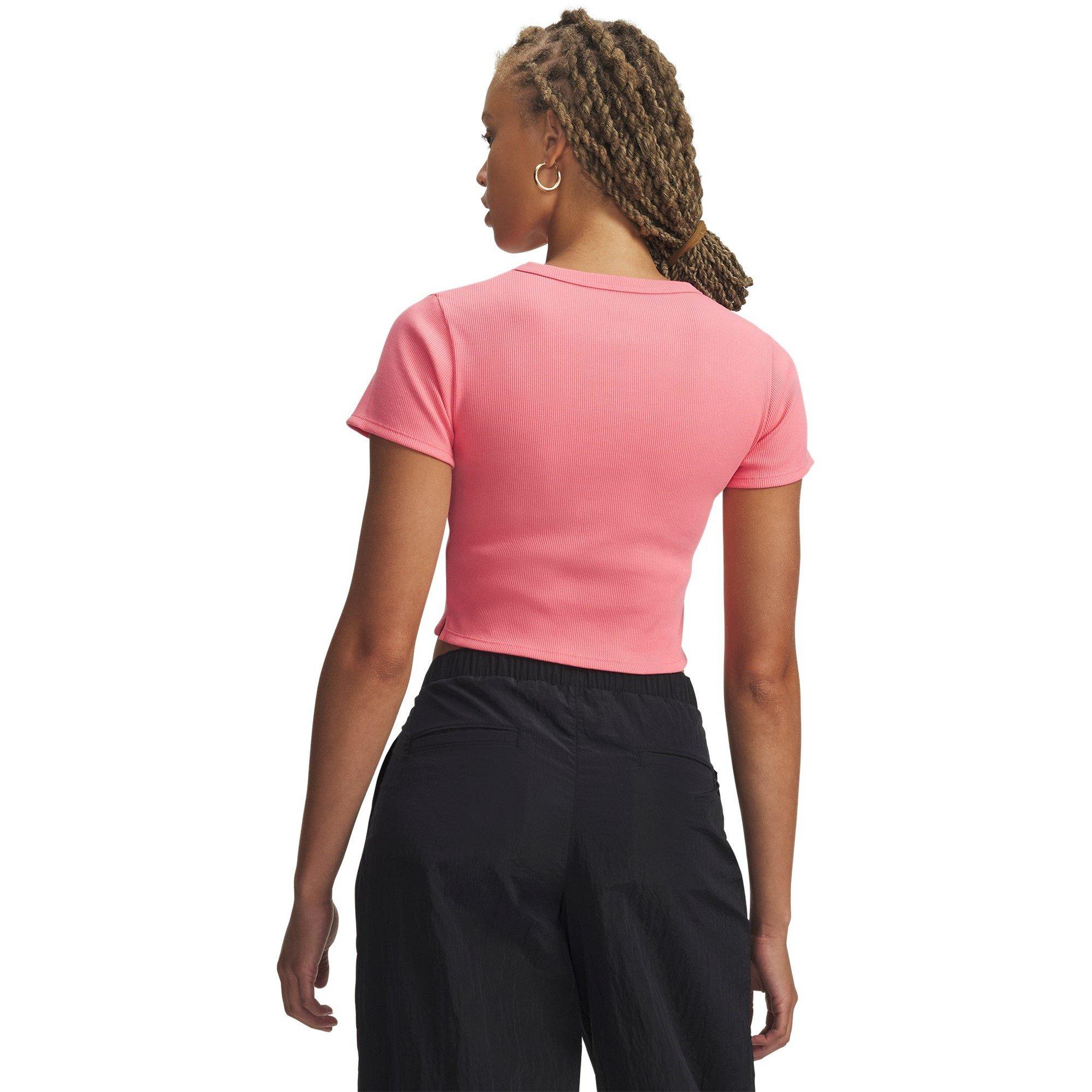 Pink/White - Under Armour - Women's Rival Rib Crop Top - 2
