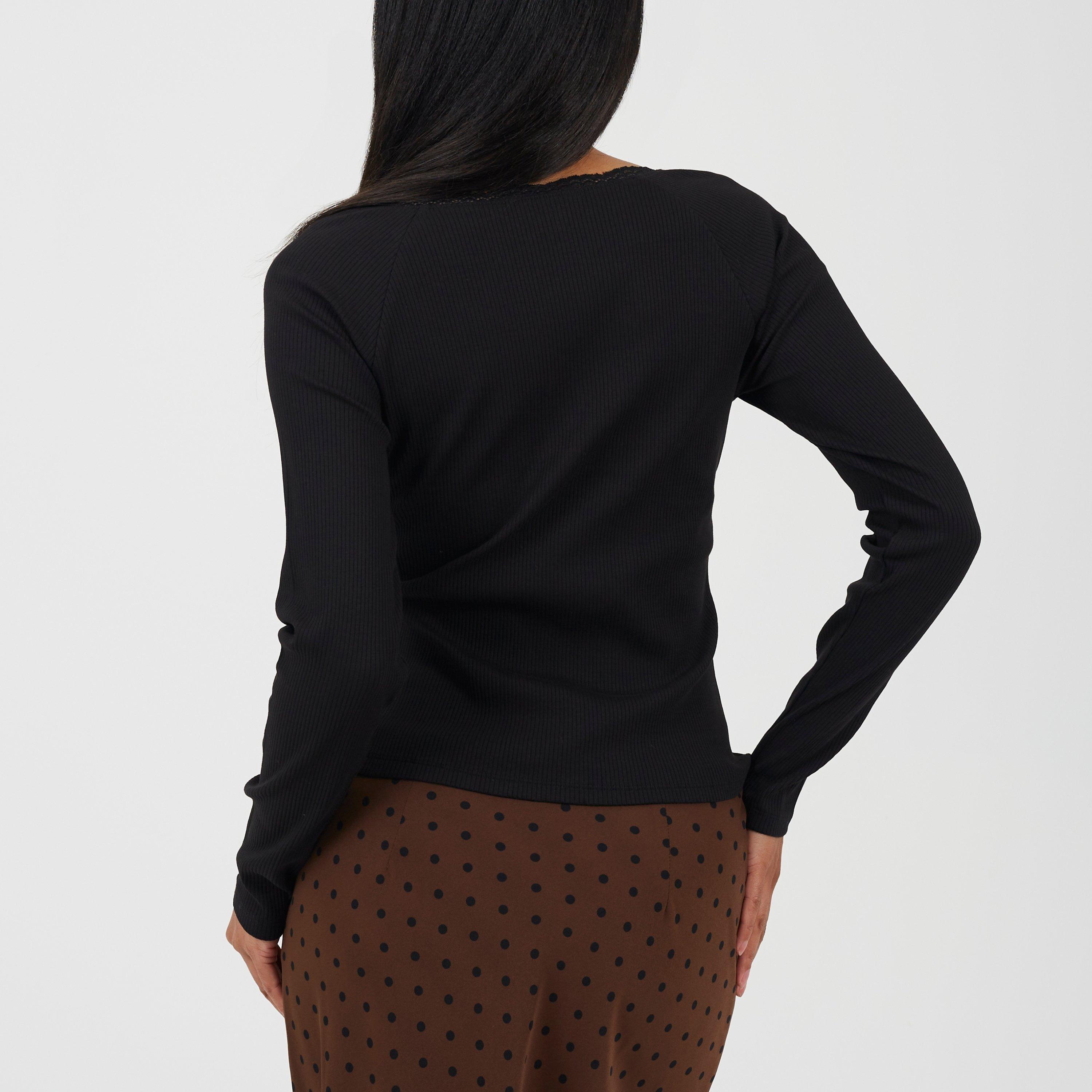 Negro - Brave Soul - Brave Soul Ladies Ribbed Long Sleeve Top - 2