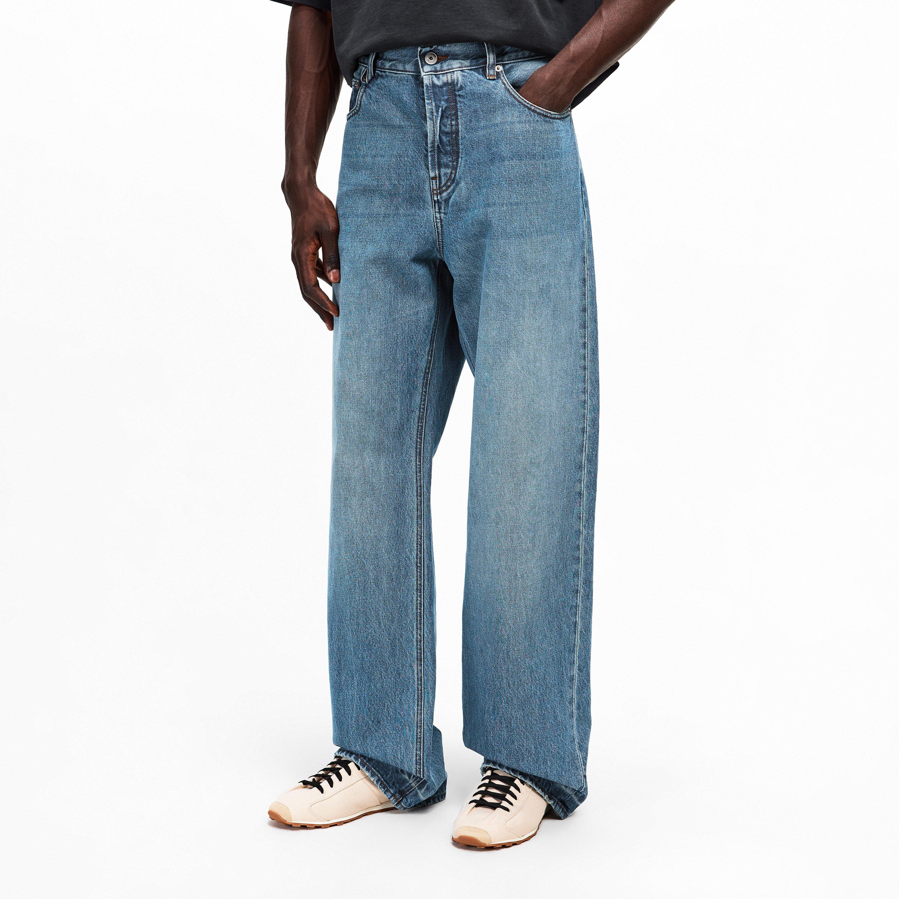 Blue - Jacquemus - Men's Jacquard Script Straight Leg Jeans - 3