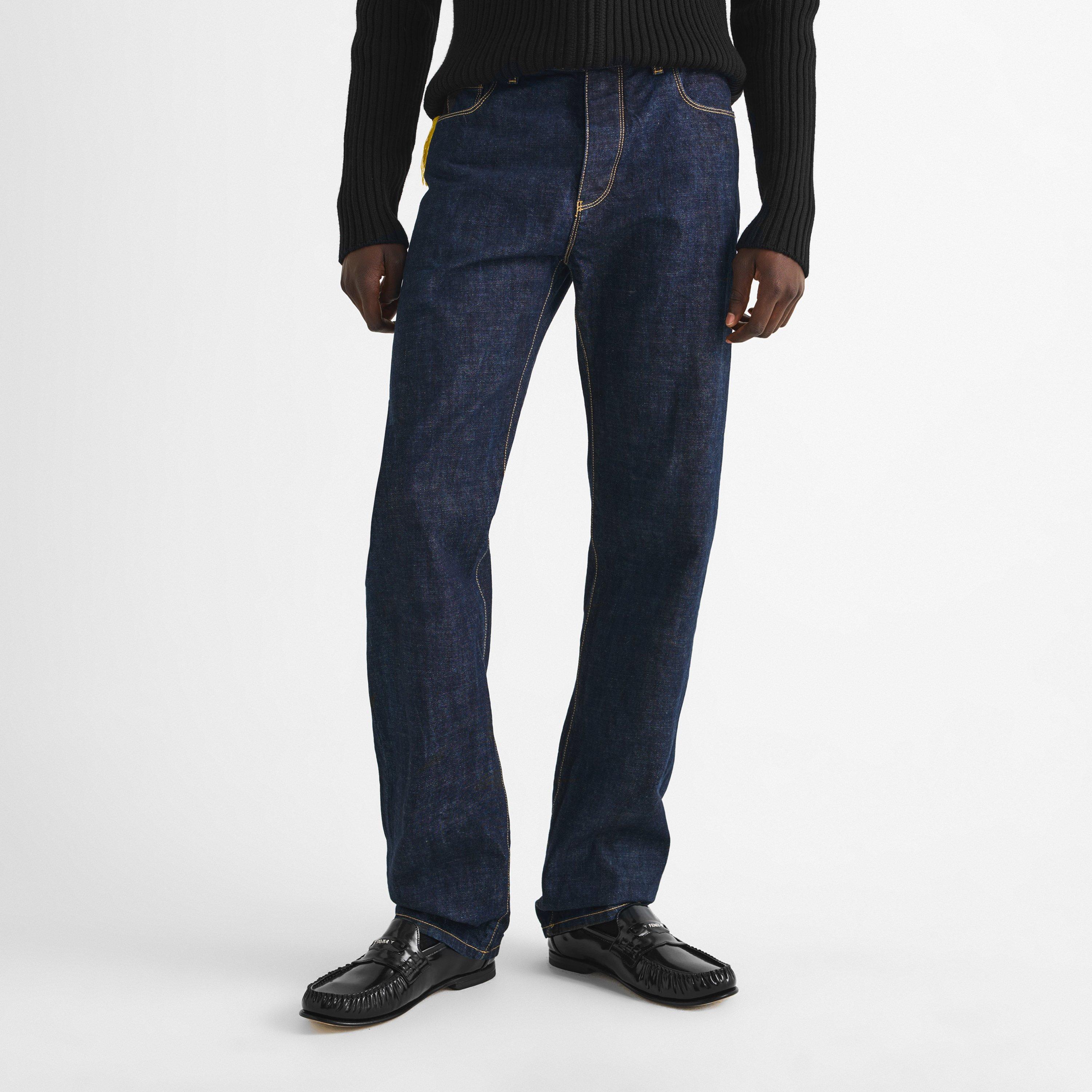 Blu Navy - Fendi - Men's Mid-Rise Cotton Straight Leg Jeans - 3