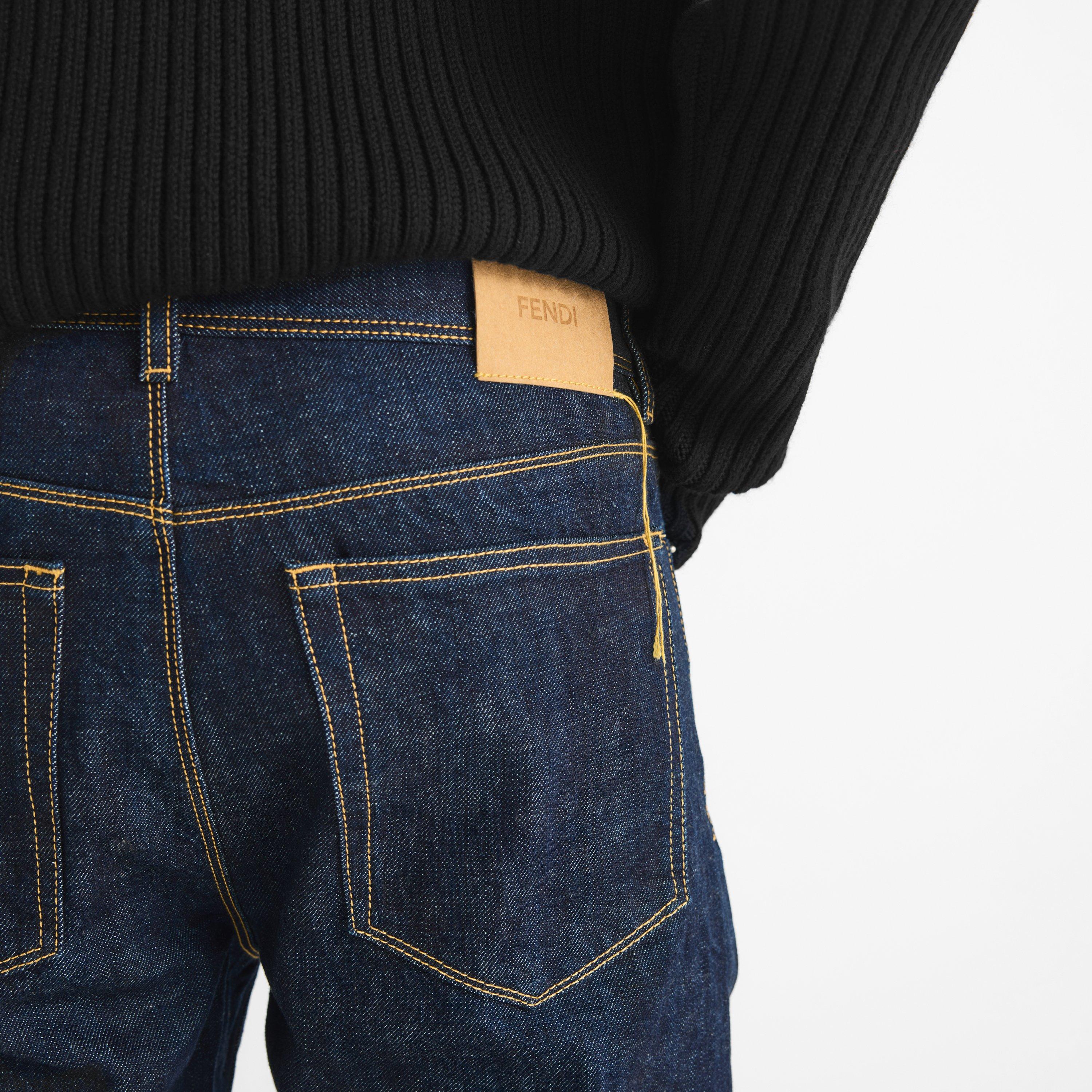 Blu Navy - Fendi - Men's Mid-Rise Cotton Straight Leg Jeans - 5