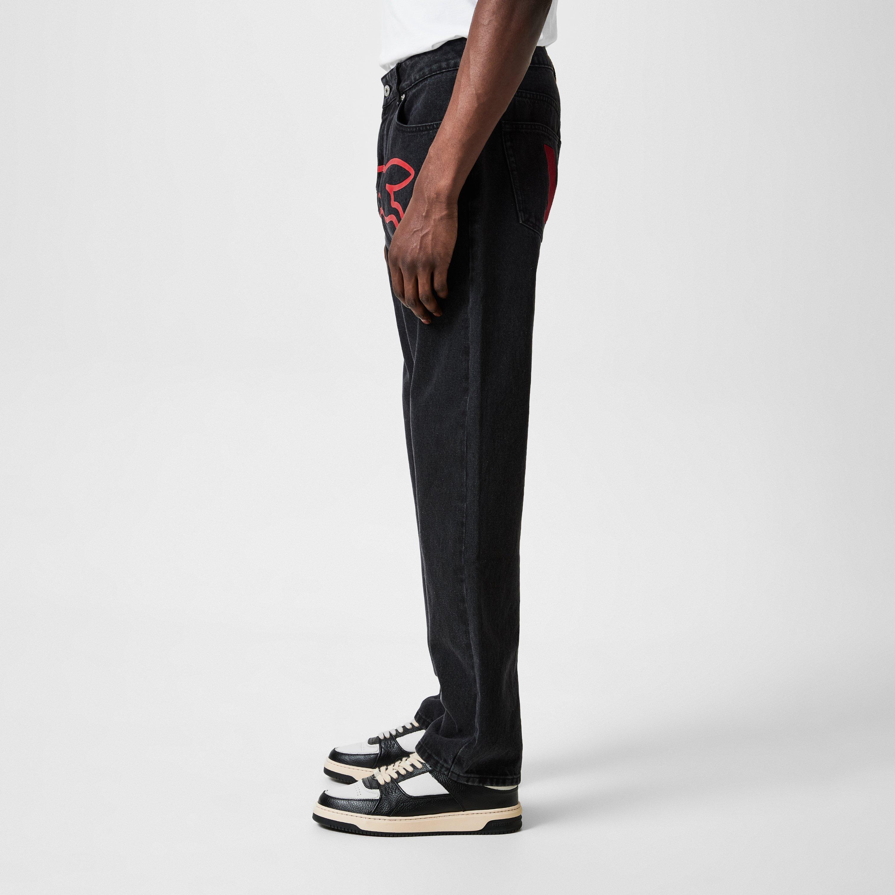 Black - ICECREAM - Men's Running Dog Straight Leg Jeans - 2