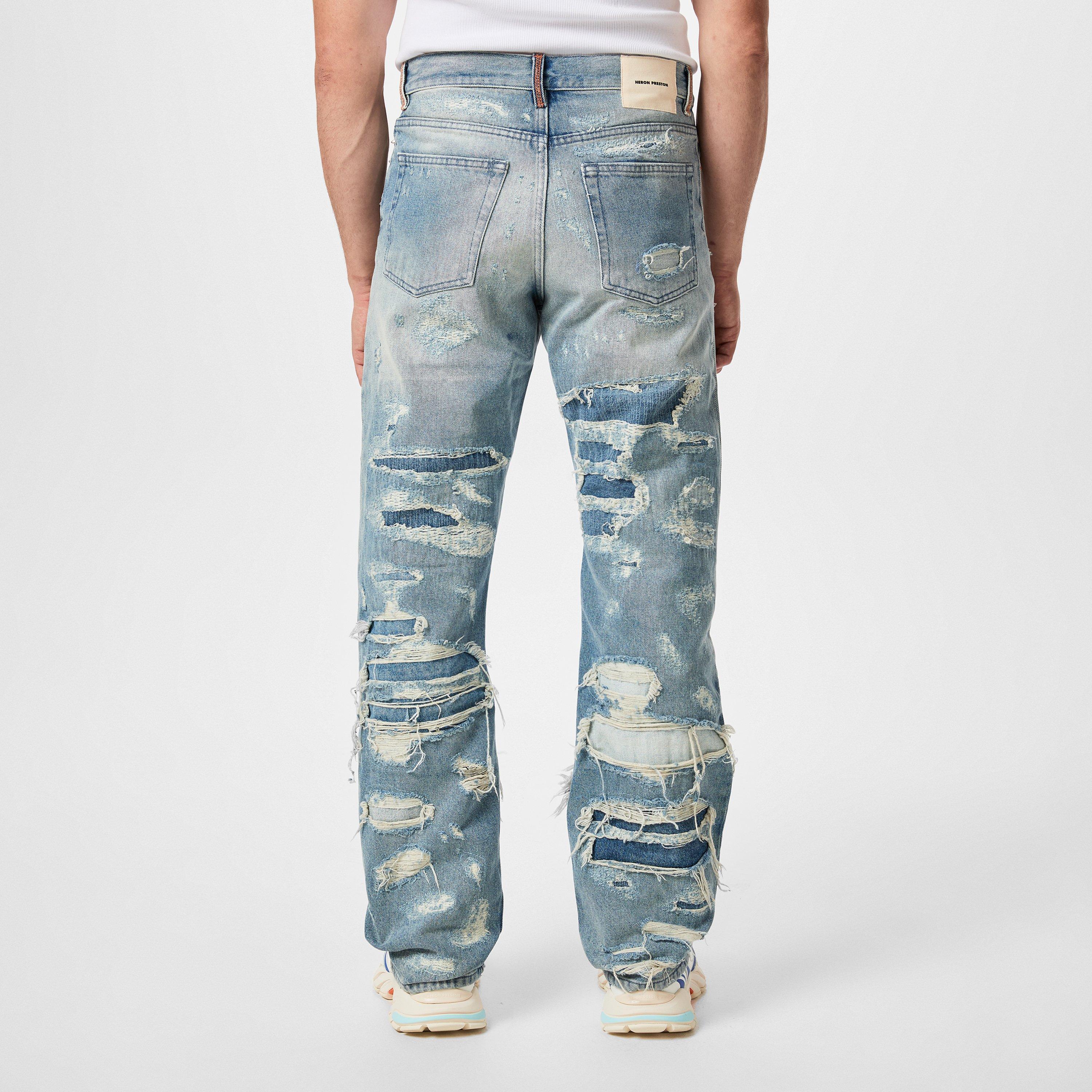Vintage Blue - Heron Preston - Super Distressed 5 Pocket Jeans - 3