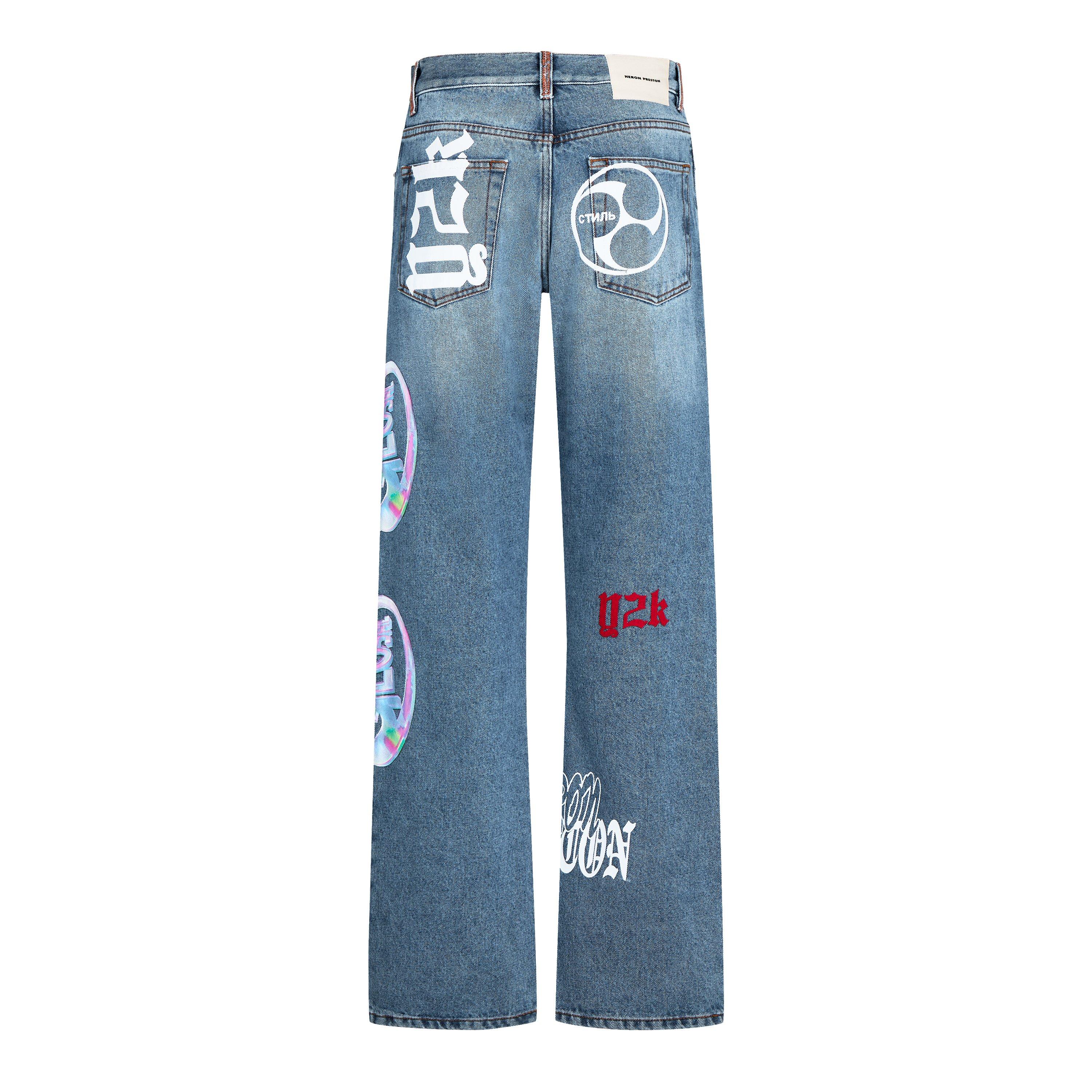 Heron Preston | Faded Graffiti Wide Leg Jeans | Straight