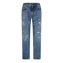 Off White Distressed Diag Jeans