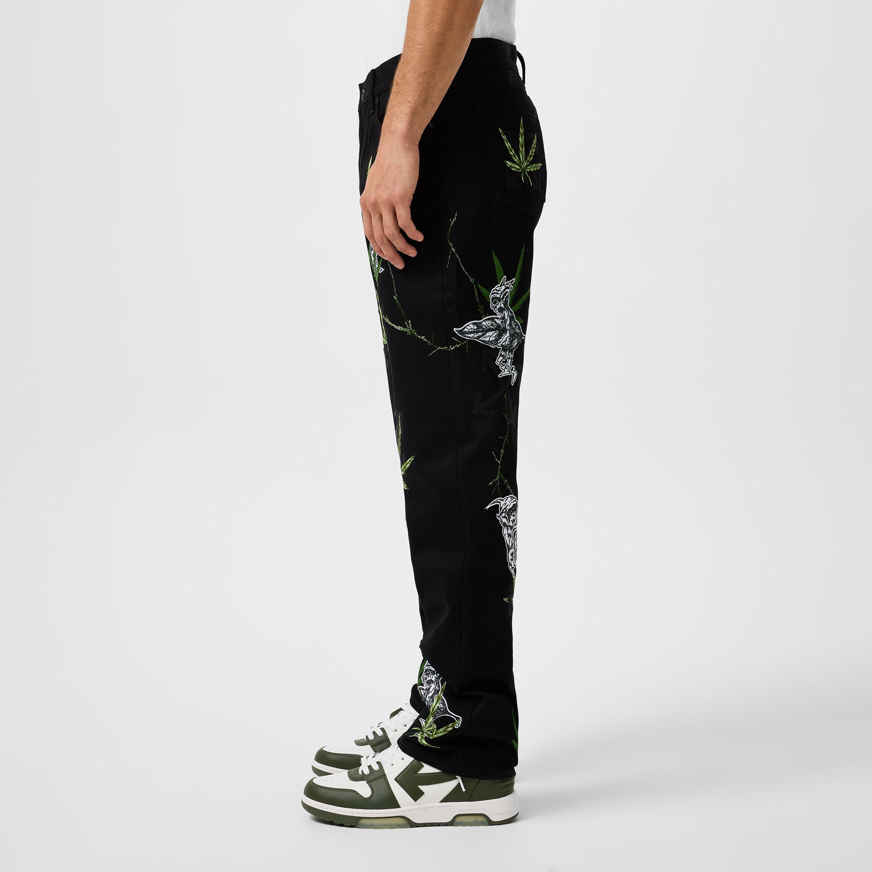 Black Green - Off White - Men's Skinny Fit Jeans - 2