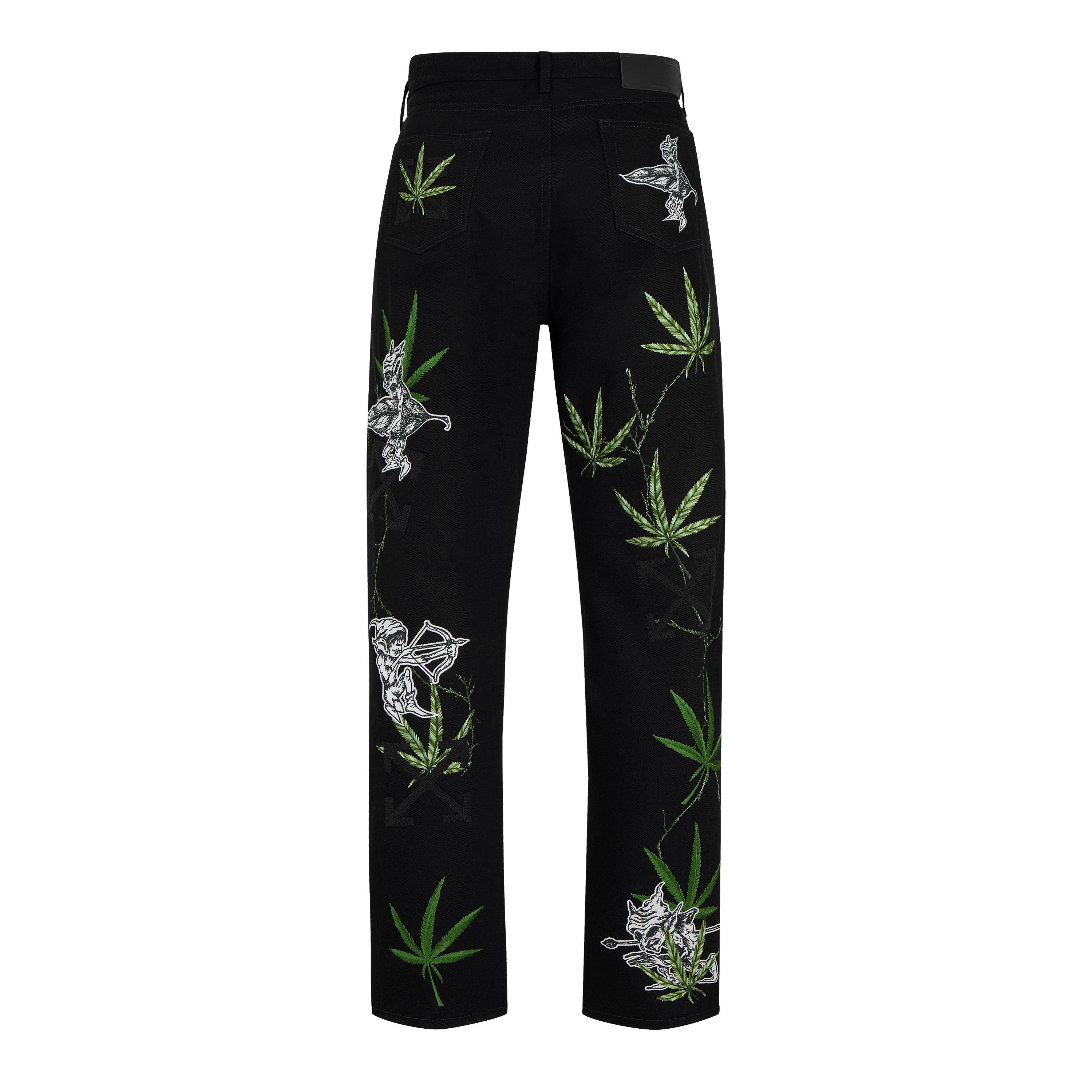 Black Green - Off White - Men's Skinny Fit Jeans - 6