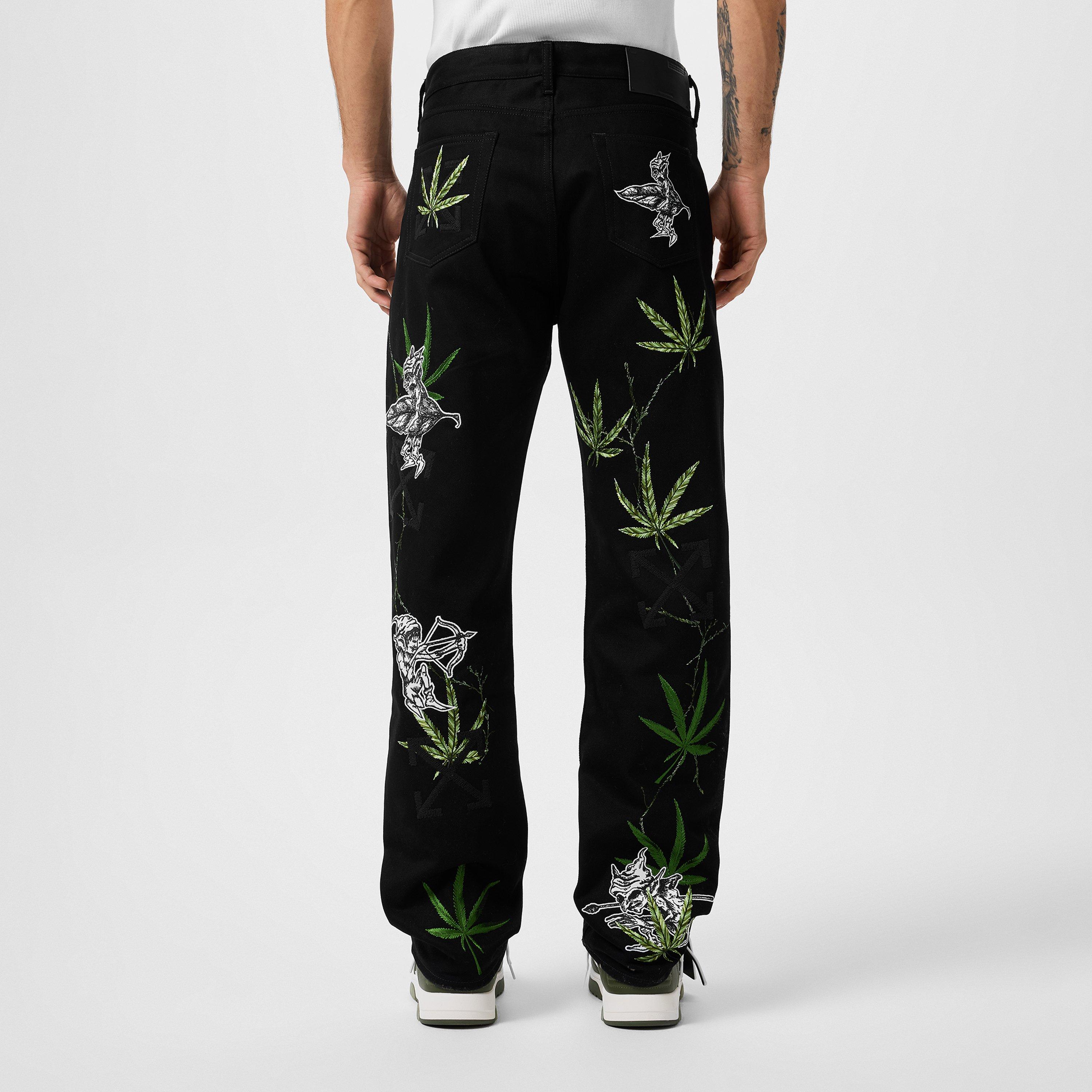 Black Green - Off White - Men's Skinny Fit Jeans - 3