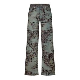 Off White Men's Tapestry Faded Print Jeans