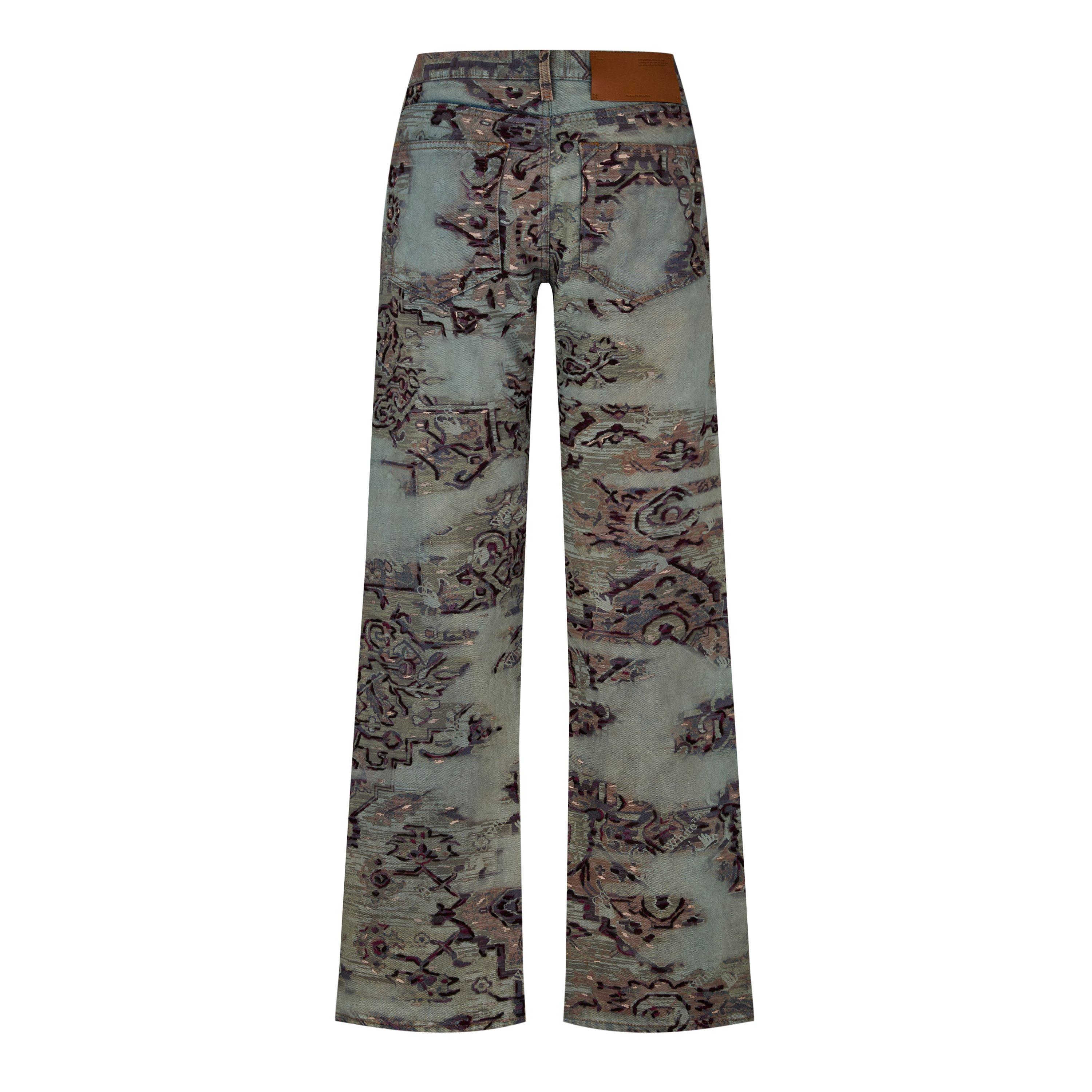 Multicolor - Off White - Men's Tapestry Faded Print Jeans - 2