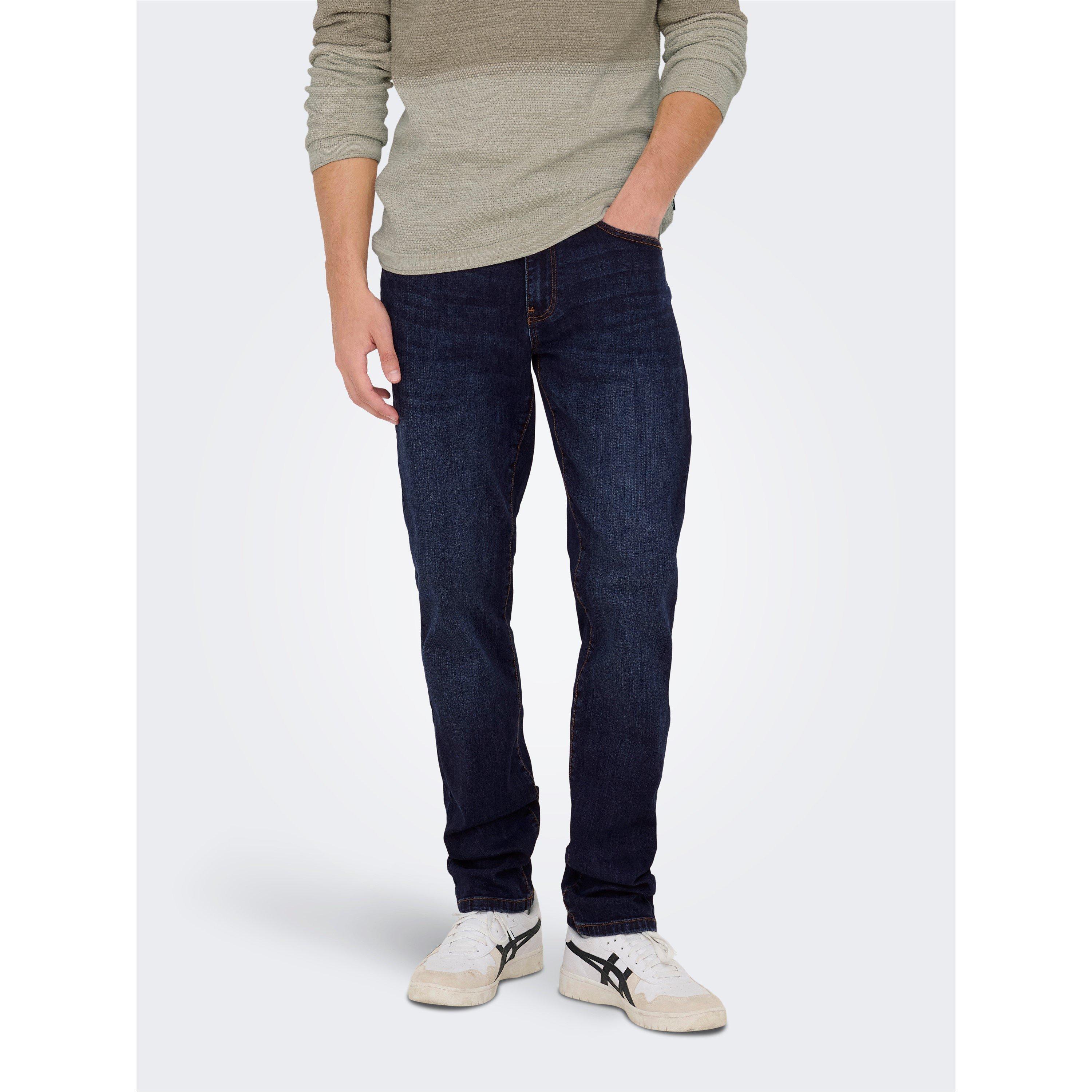 Dark Blue Denim - Only and Sons - Men's Mat Tapered Jeans - 1