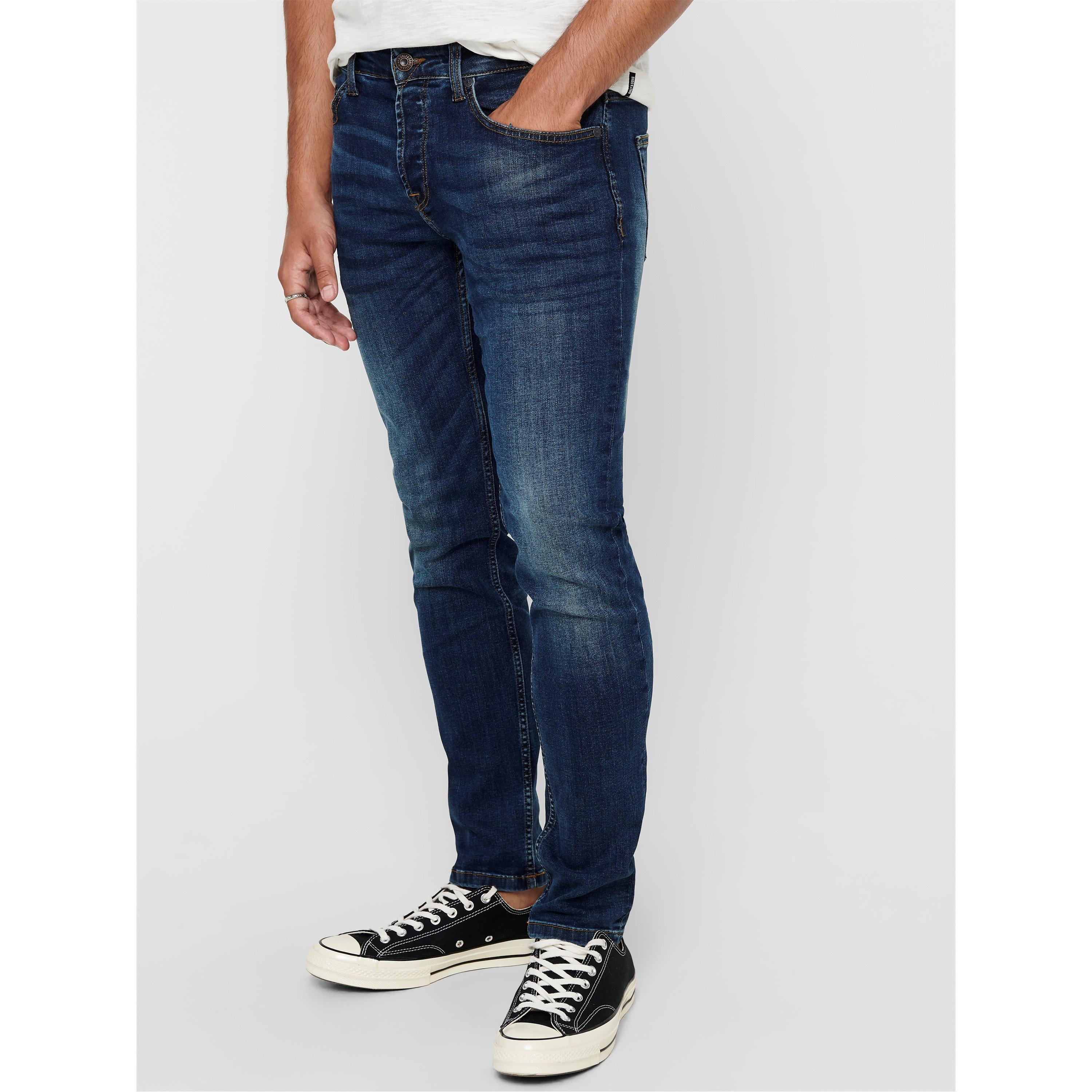 Mid Blue Denim - Only and Sons - Men's Skinny Tapered Jeans - 1