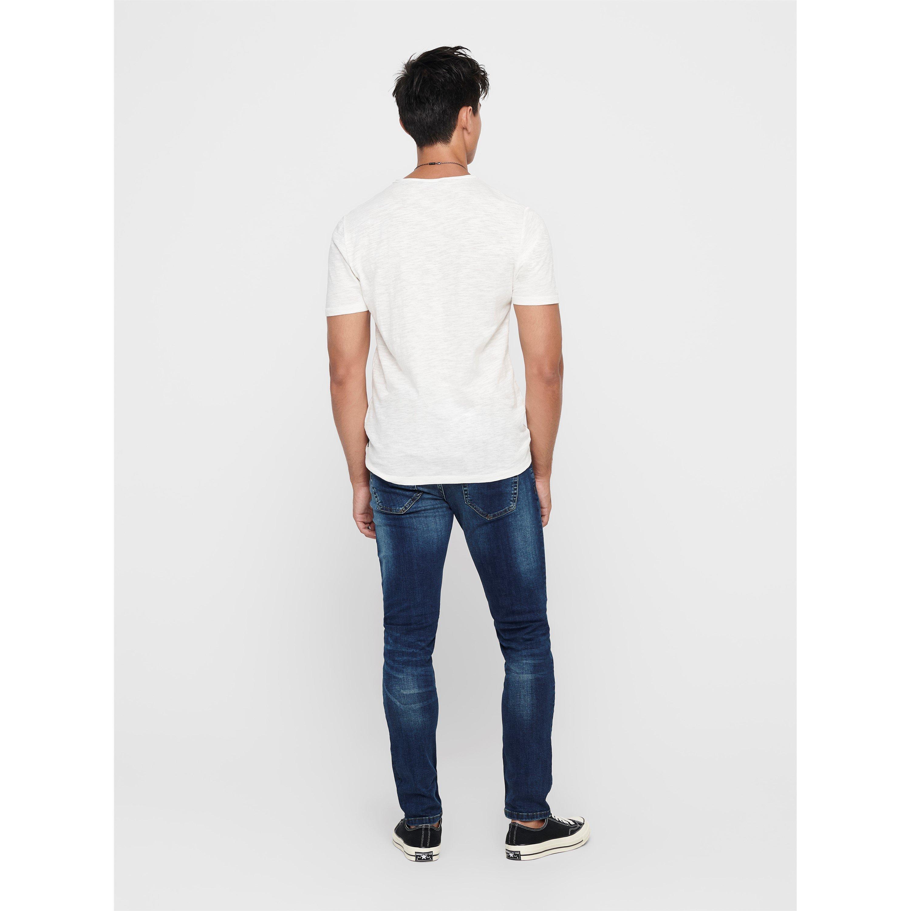 Mid Blue Denim - Only and Sons - Skinny Tapered Jeans - 4