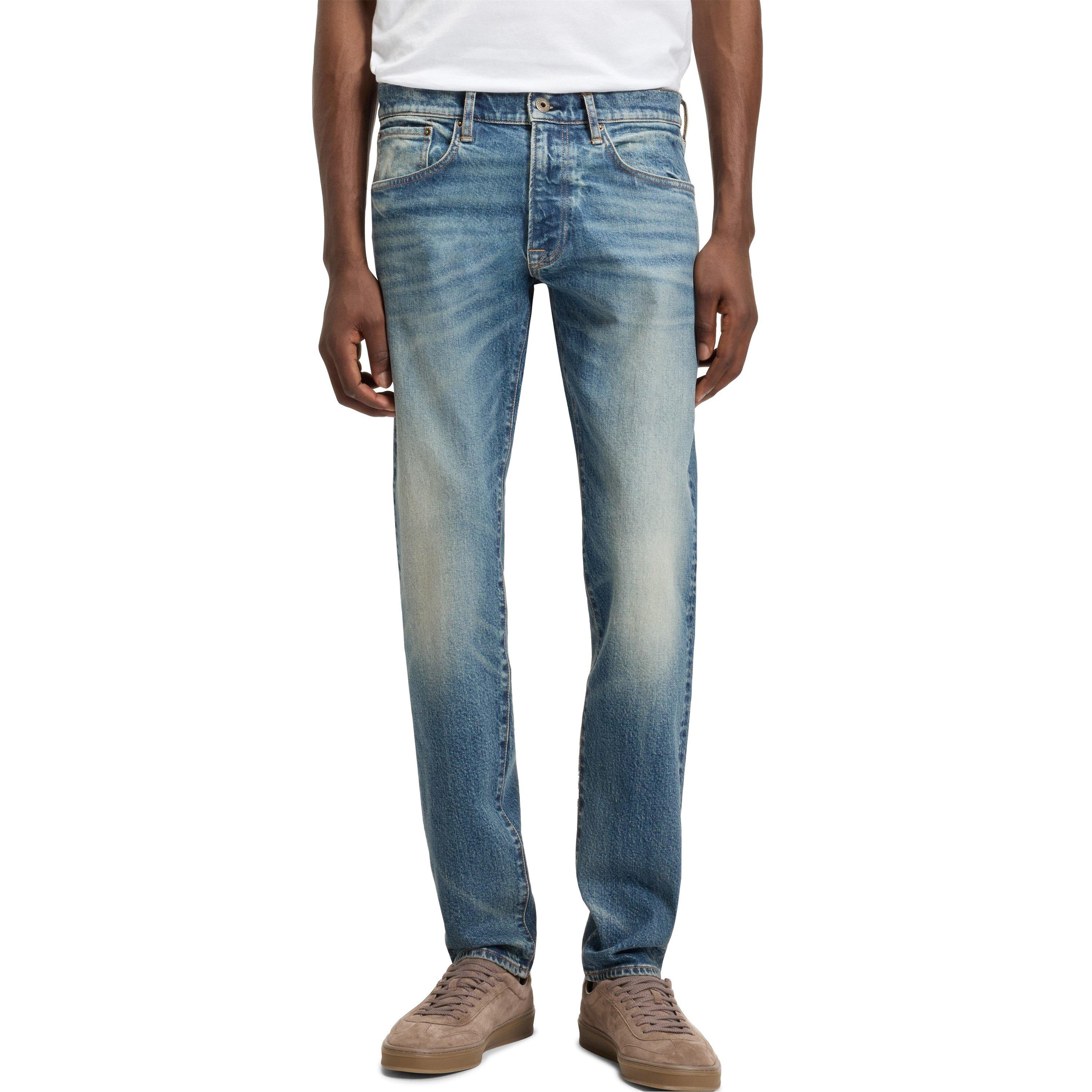 Boss Black Men's Mid Rise Distressed Cotton Slim Fit Jeans | Flannels