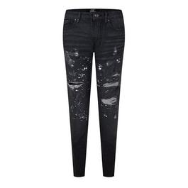 DFND London Splat Ripped Denim Jeans Mens