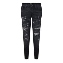 DFND London London Splat Ripped Denim Jeans Mens