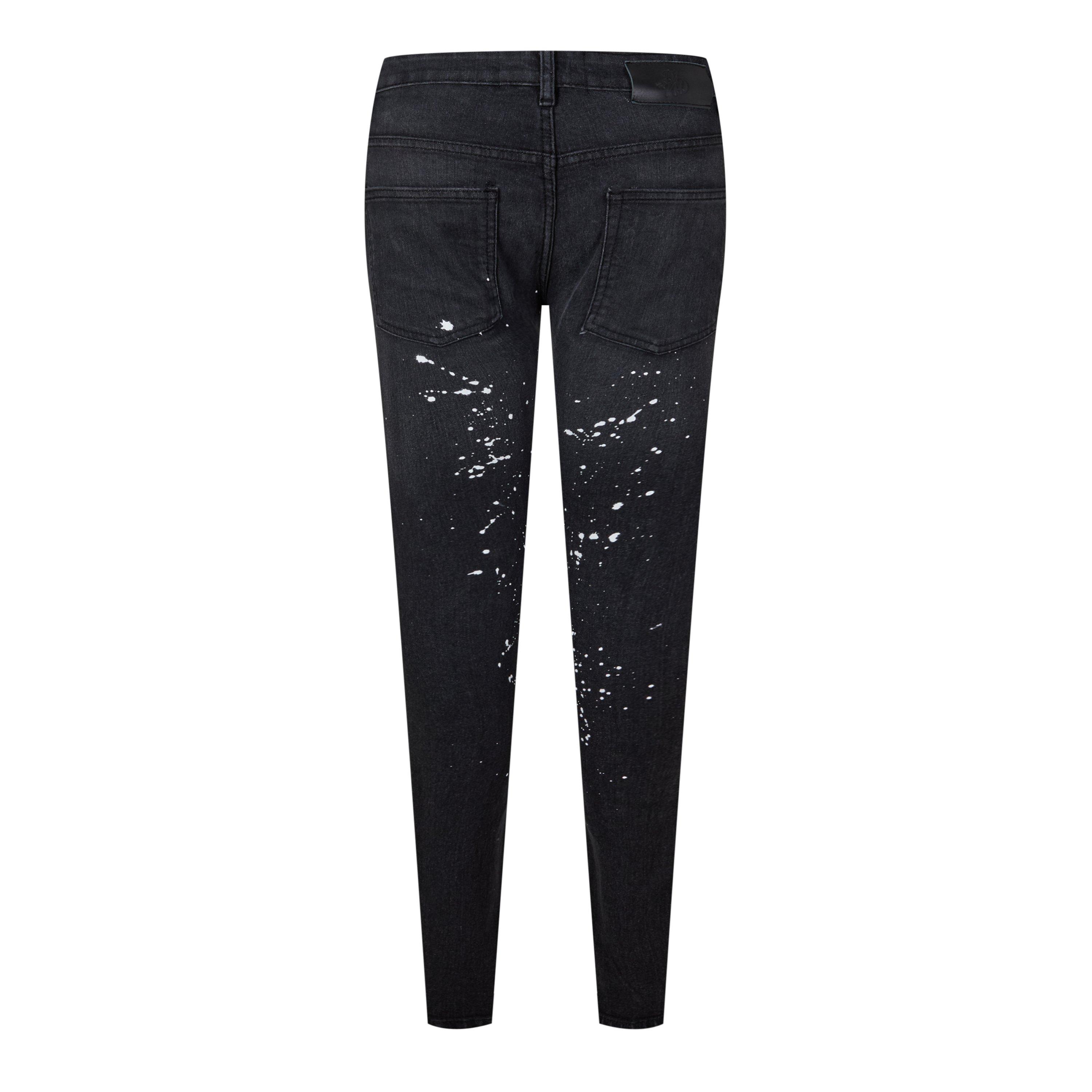 Black Washed - DFND London - London Splat Ripped Denim Jeans Mens - 2