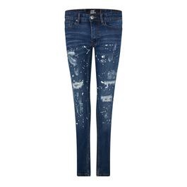 DFND London Splat Ripped Denim Jeans Mens