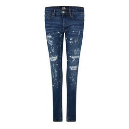 DFND London London Splat Ripped Denim Jeans Mens