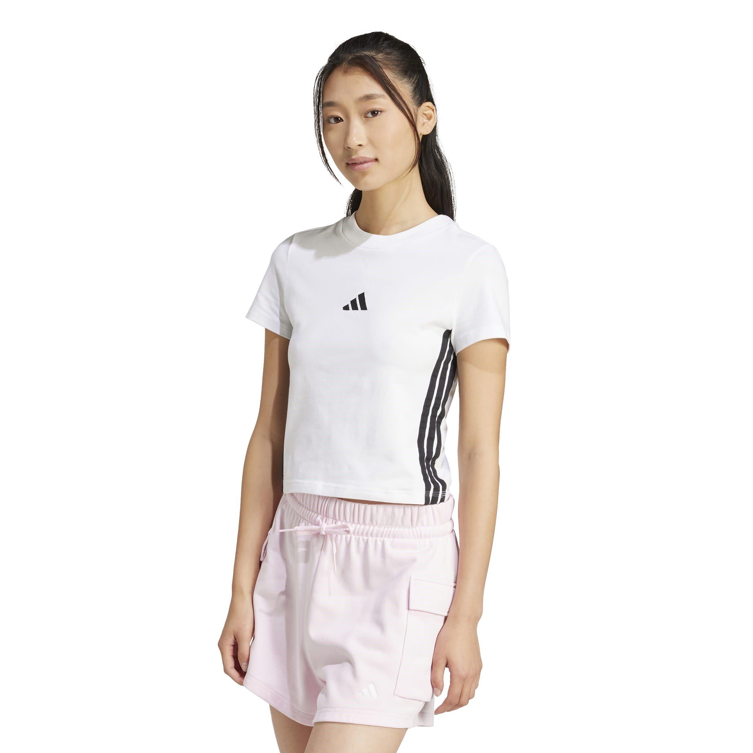 White/Black - adidas - Essentials 3-Stripes Womens Slim Baby T-Shirt - 2
