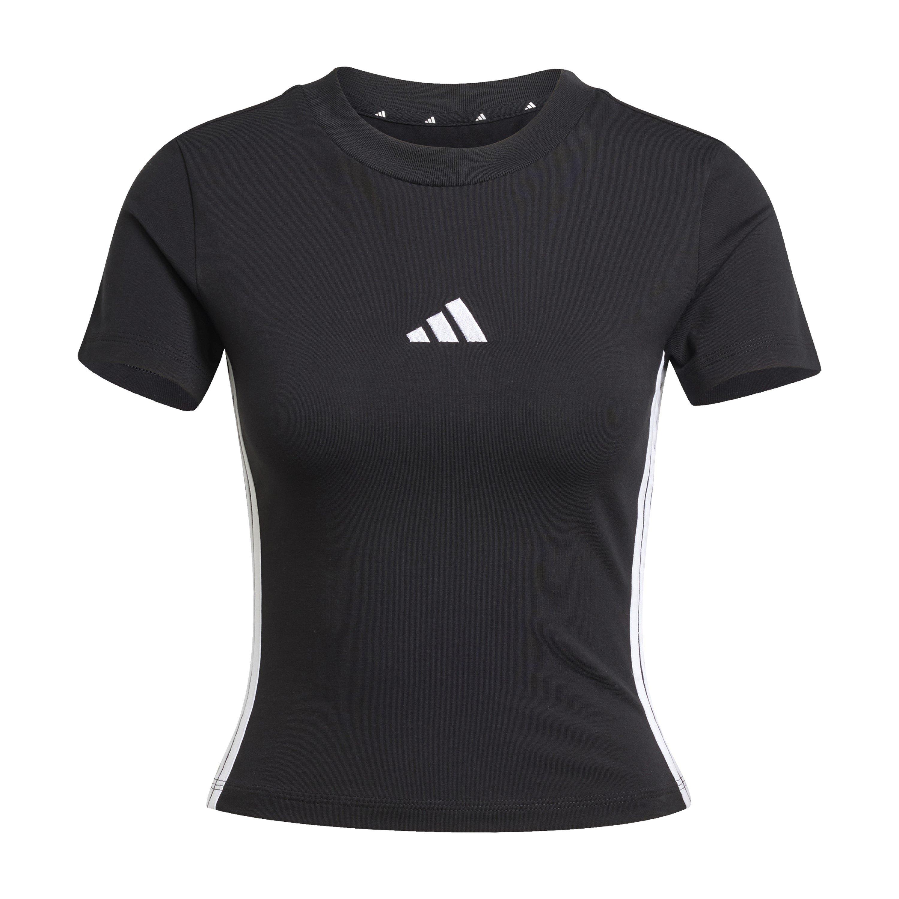 Black/White - adidas - Essentials 3-Stripes Womens Slim Baby T-Shirt - 1