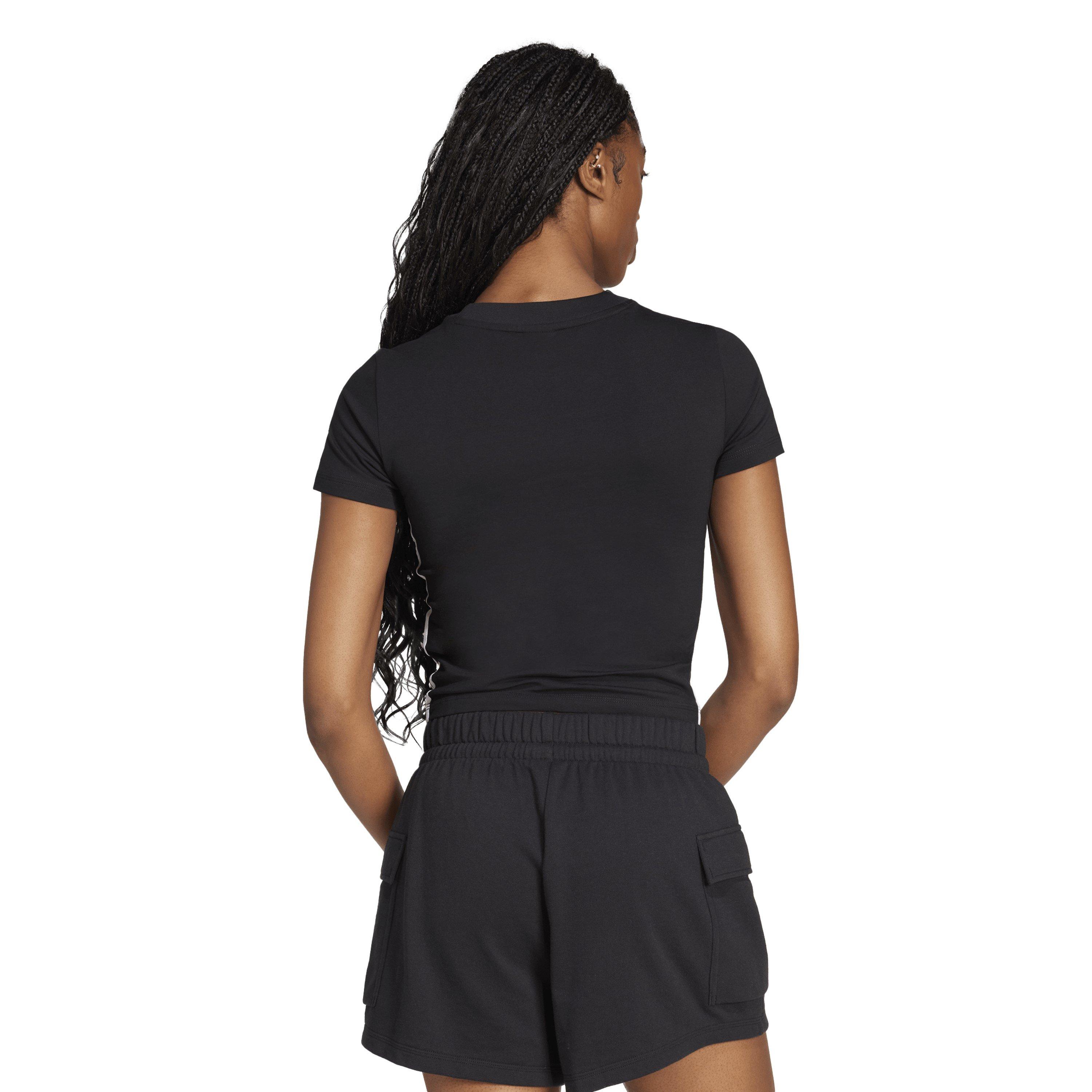 Black/White - adidas - Essentials 3-Stripes Womens Slim Baby T-Shirt - 3