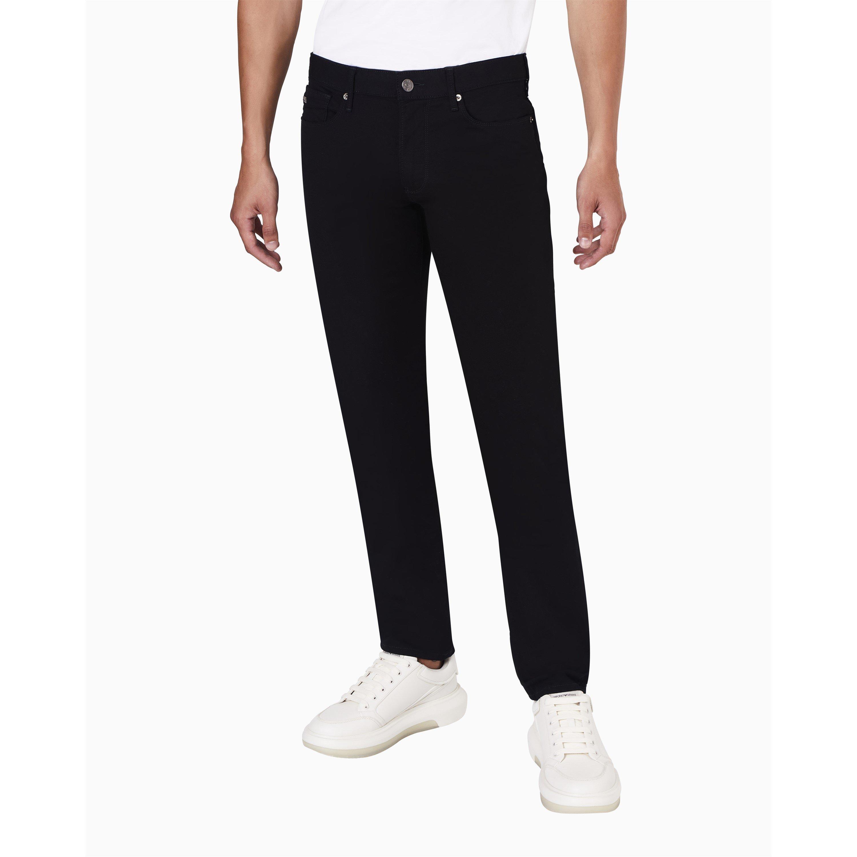 Solid Black - Emporio Armani - Mens J06 Slim-Fit Trousers - 2