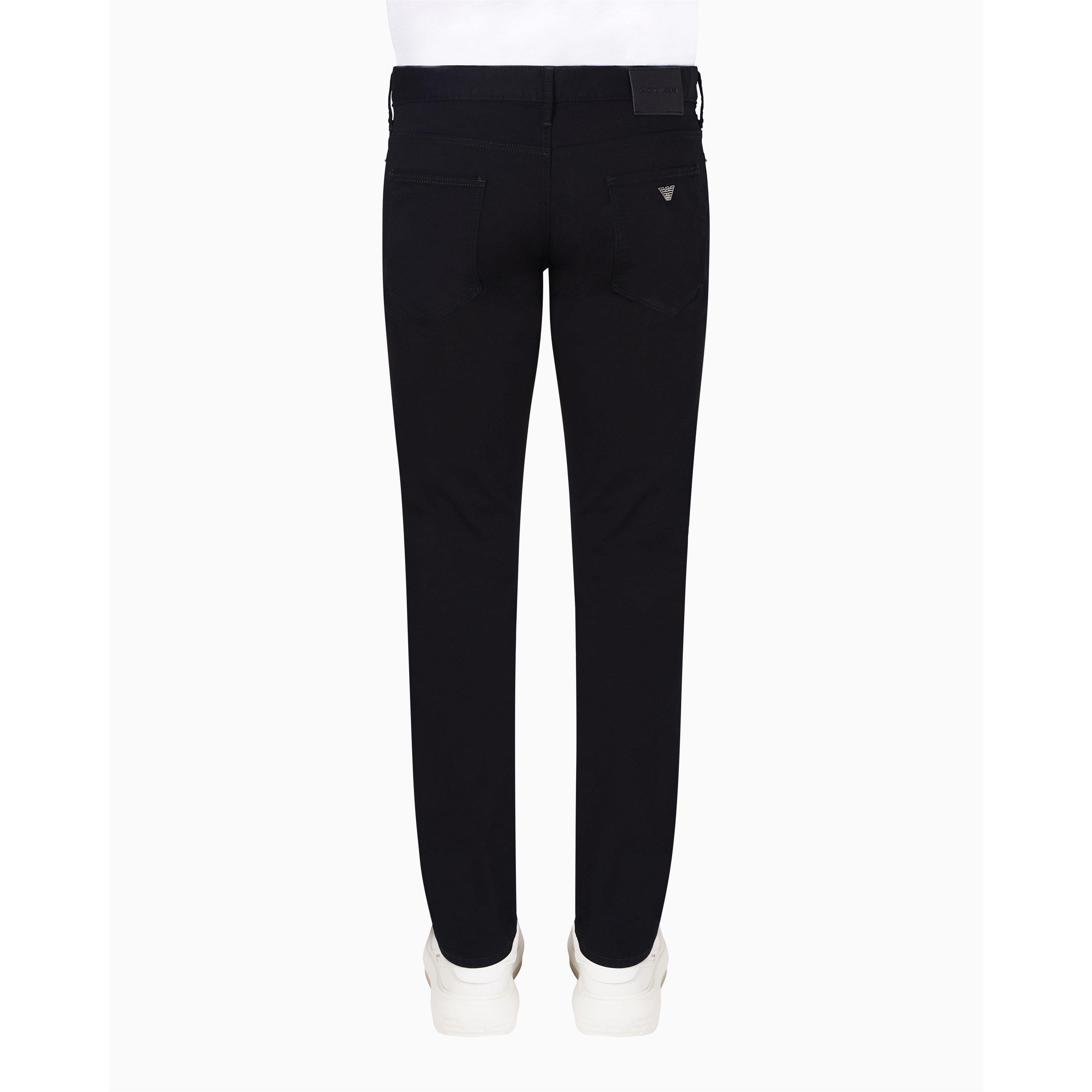 Solid Black - Emporio Armani - Mens J06 Slim-Fit Trousers - 3