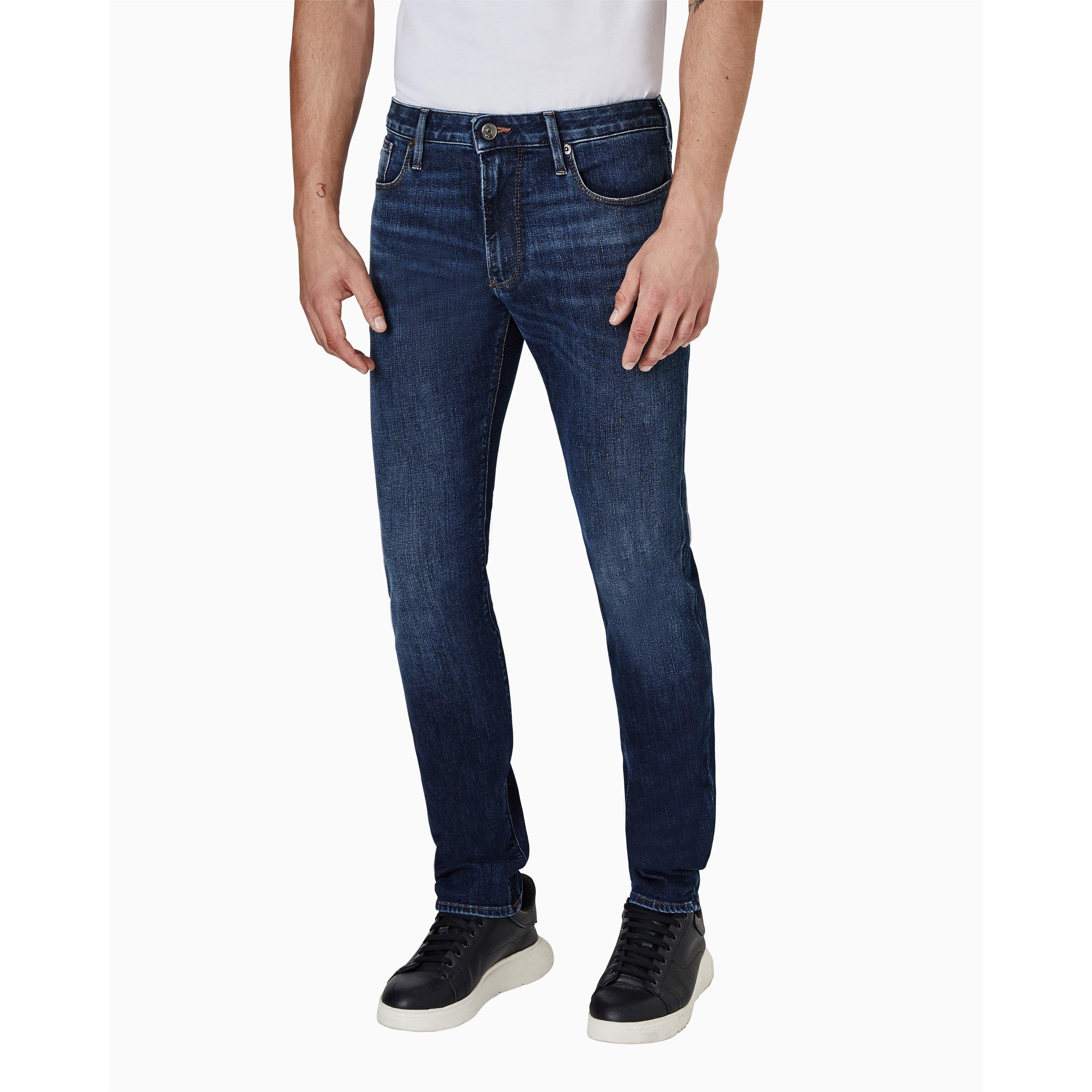 Mid Blue - Emporio Armani - Mens J06 Slim-Fit Trousers - 3