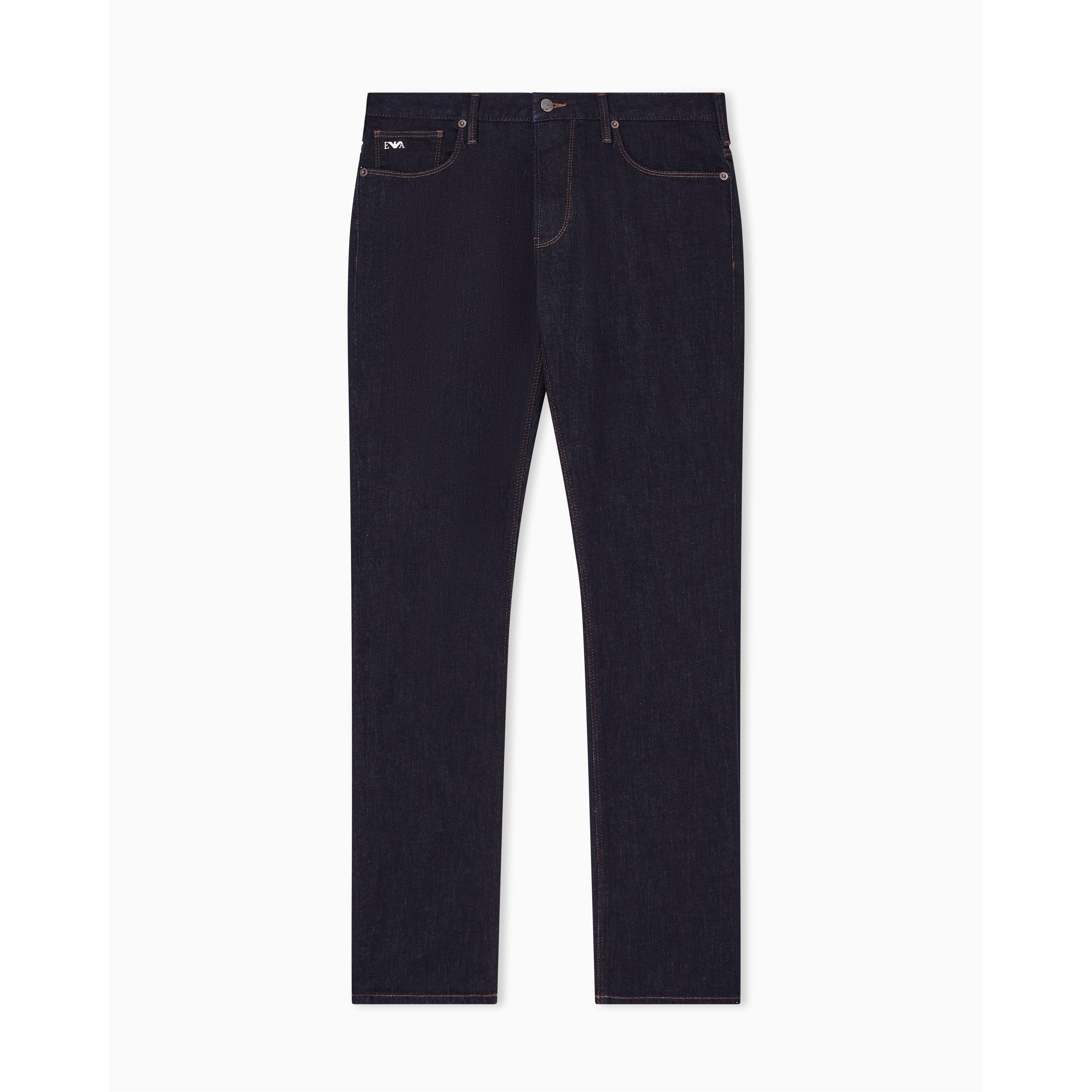 Emporio Armani Mens J06 Slim-Fit Trousers - Dark Blue Rinse - Size 34W R