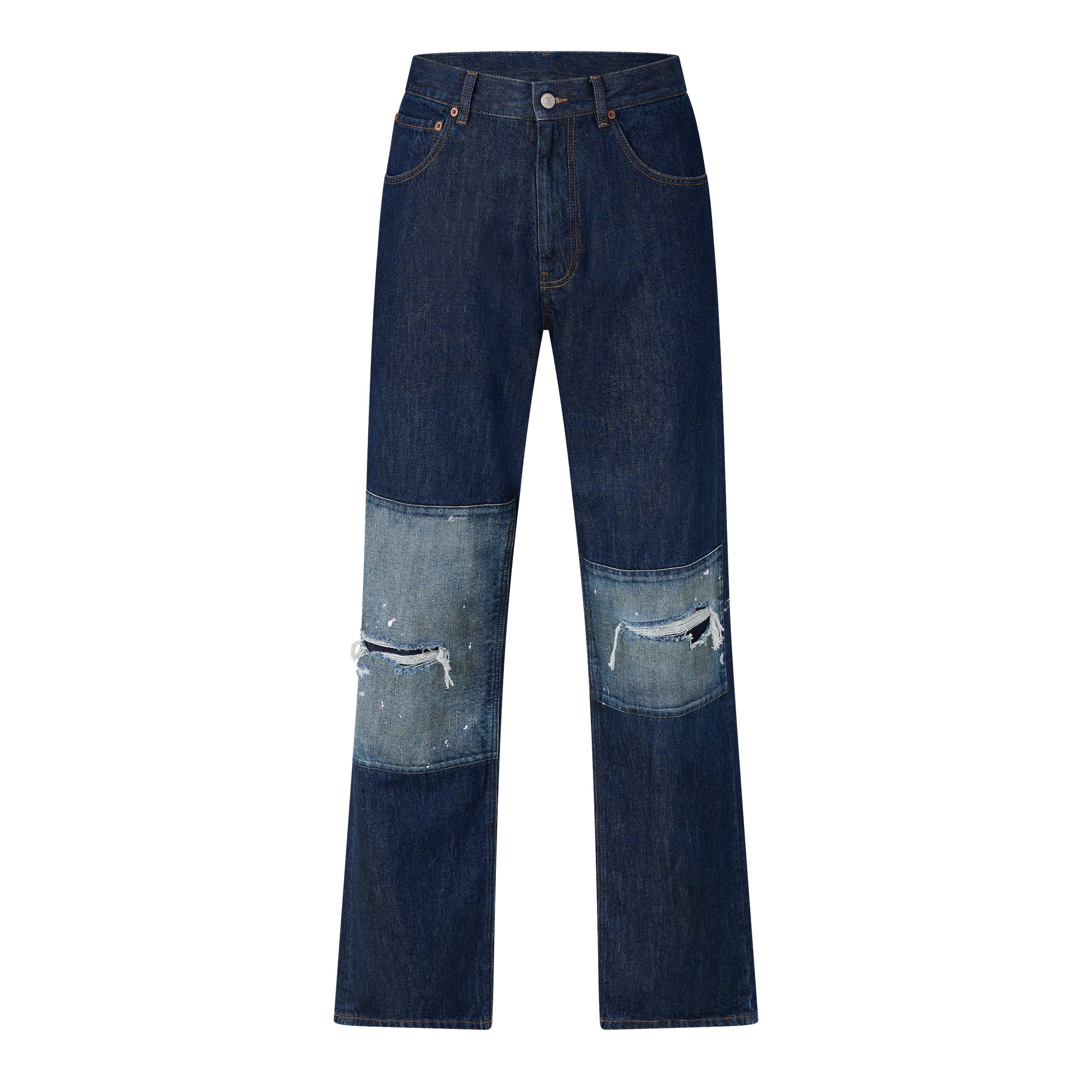 Blue - MM6 Maison Margiela - Straight Leg Patched Up Jeans - 1