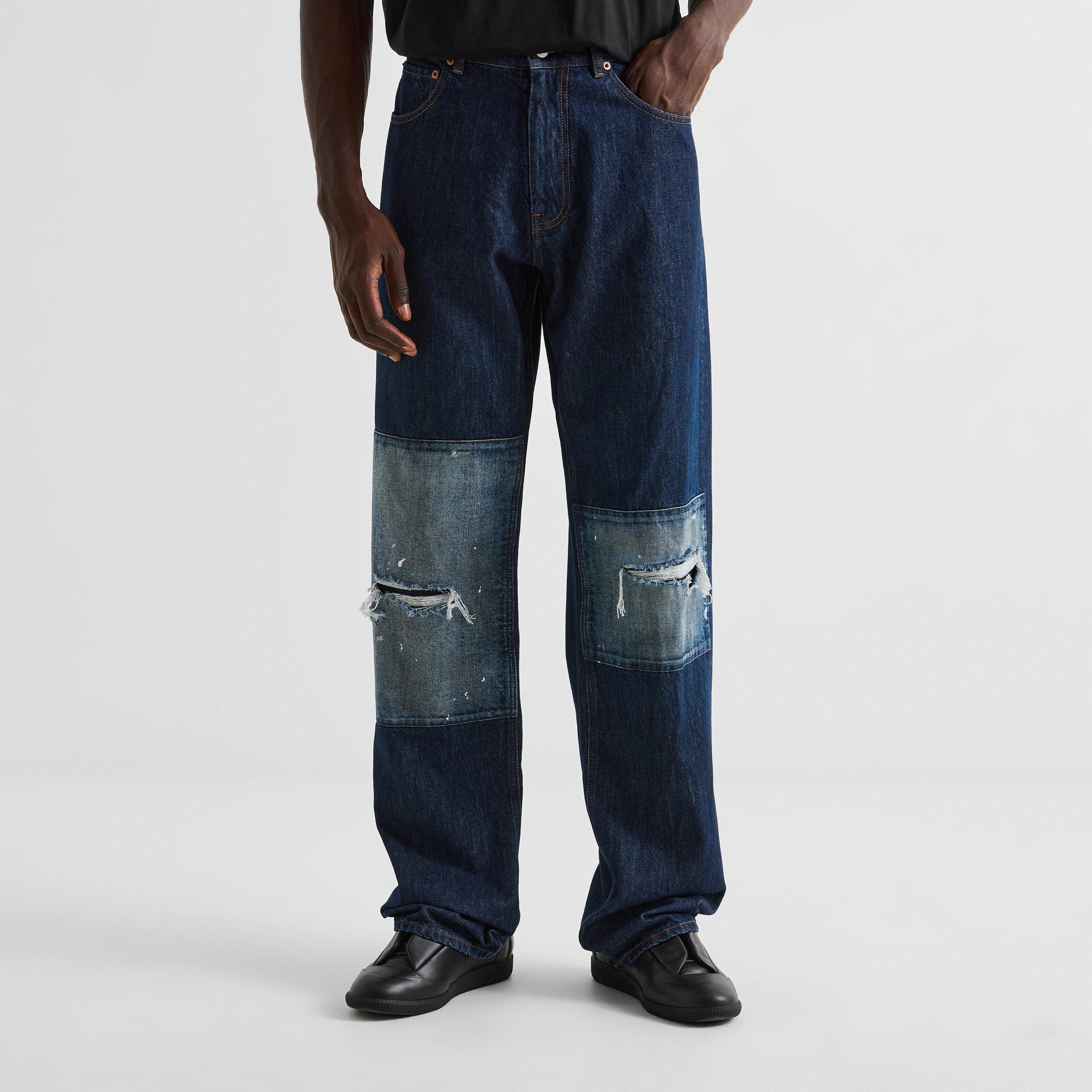 Blue - MM6 Maison Margiela - Straight Leg Patched Up Jeans - 3