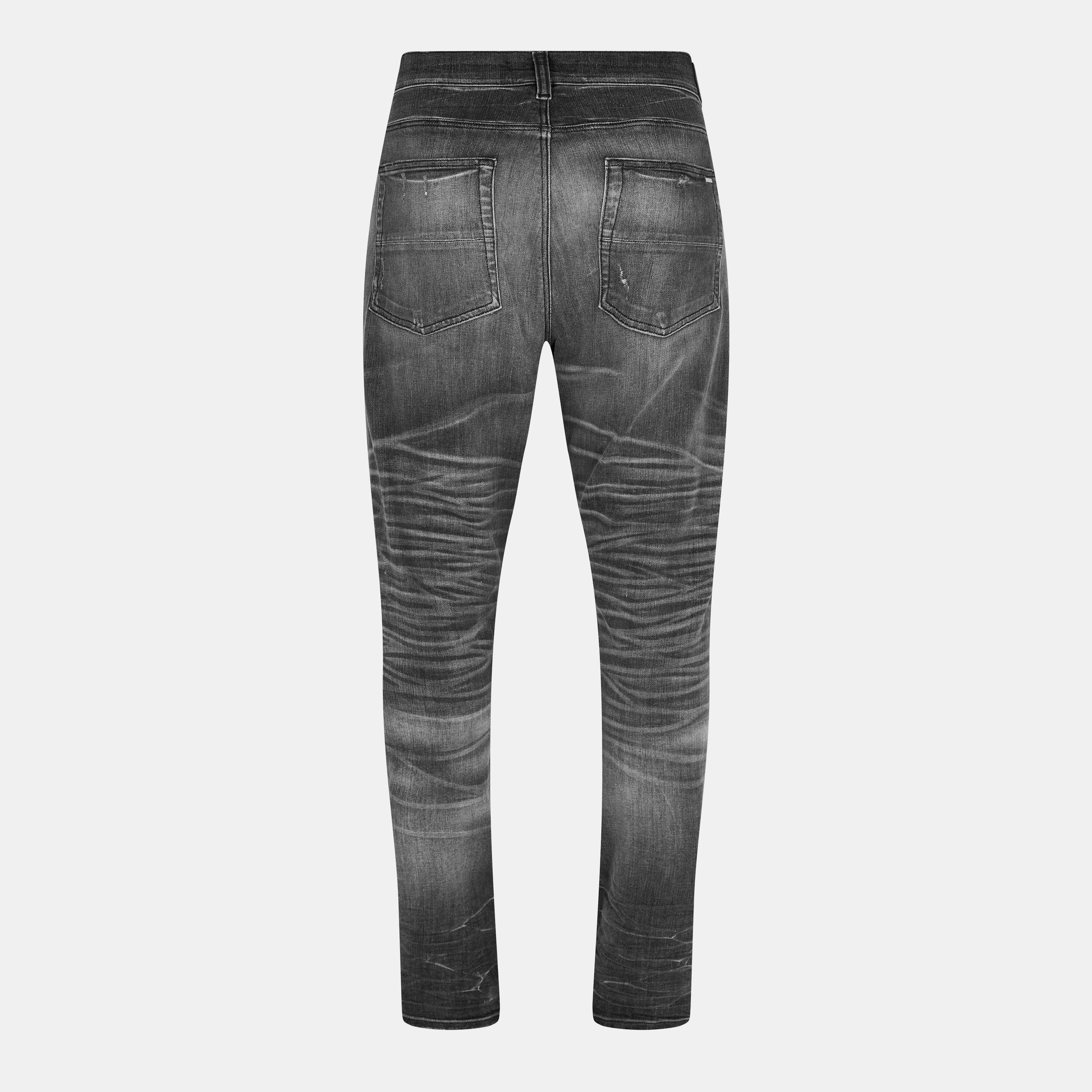 Storm Grey - Amiri - Men's Leather Slim Fit Jeans - 2