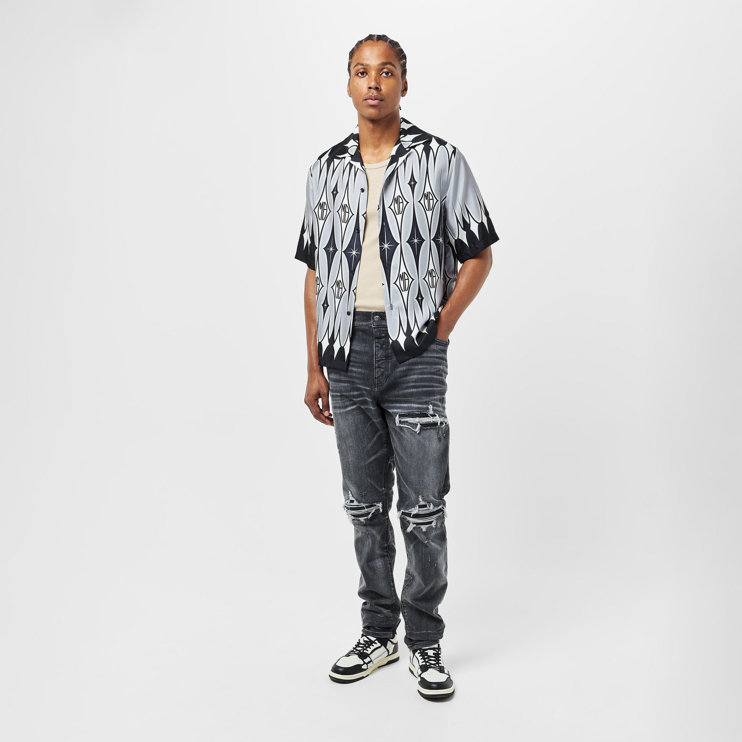 Storm Grey - Amiri - Men's Leather Slim Fit Jeans - 6