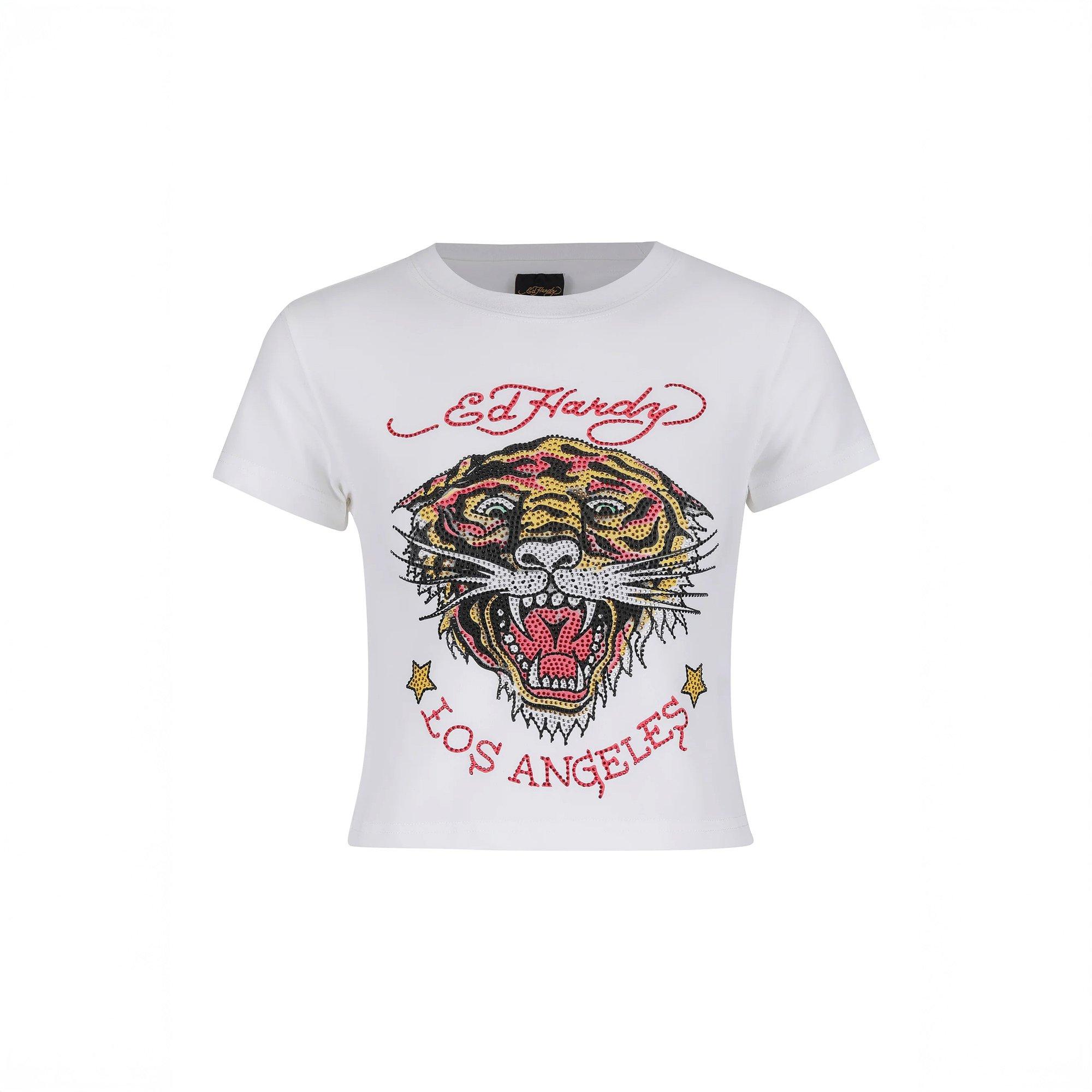 White - Ed Hardy - Women's Tiger Crop Top - 4
