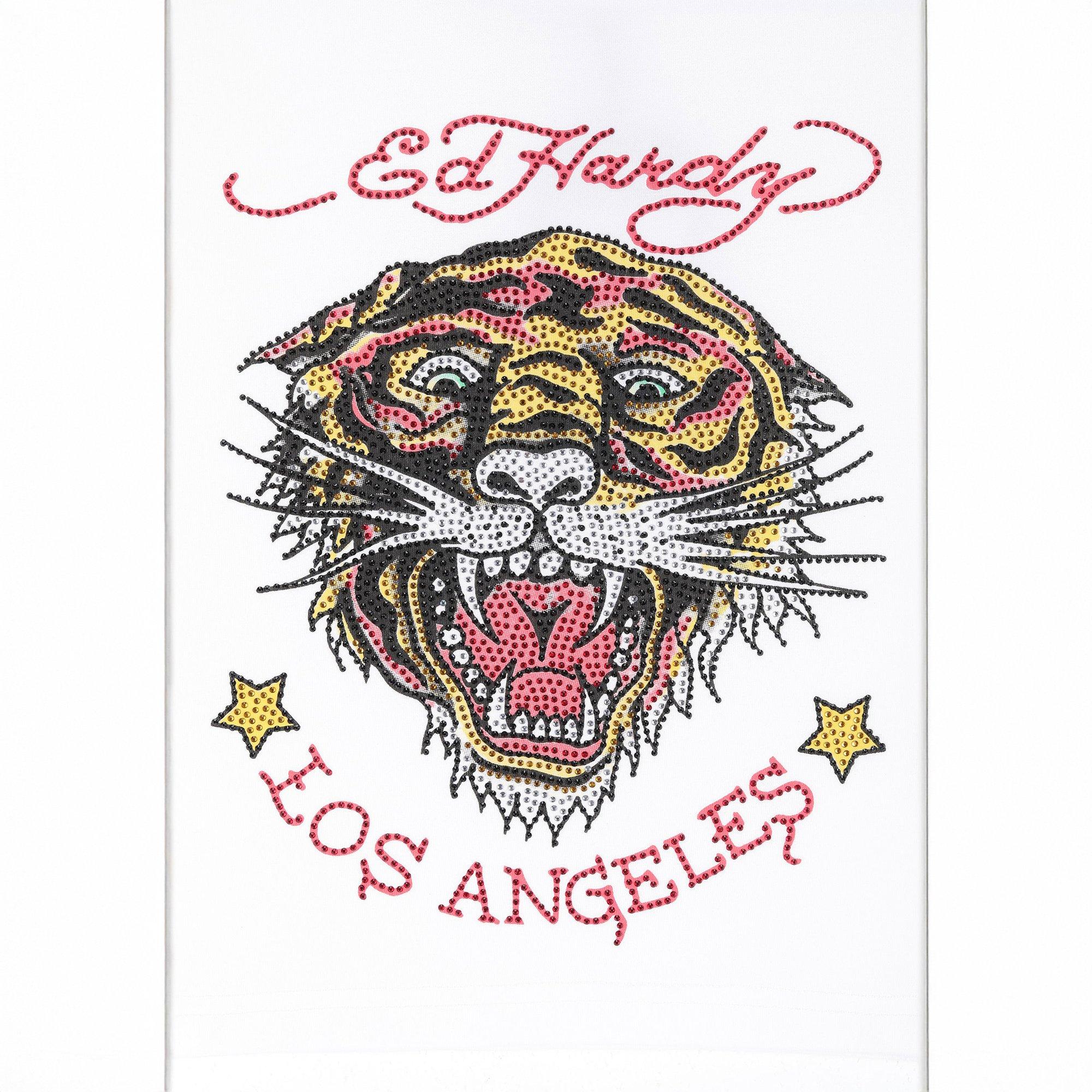White - Ed Hardy - Women's Tiger Crop Top - 3