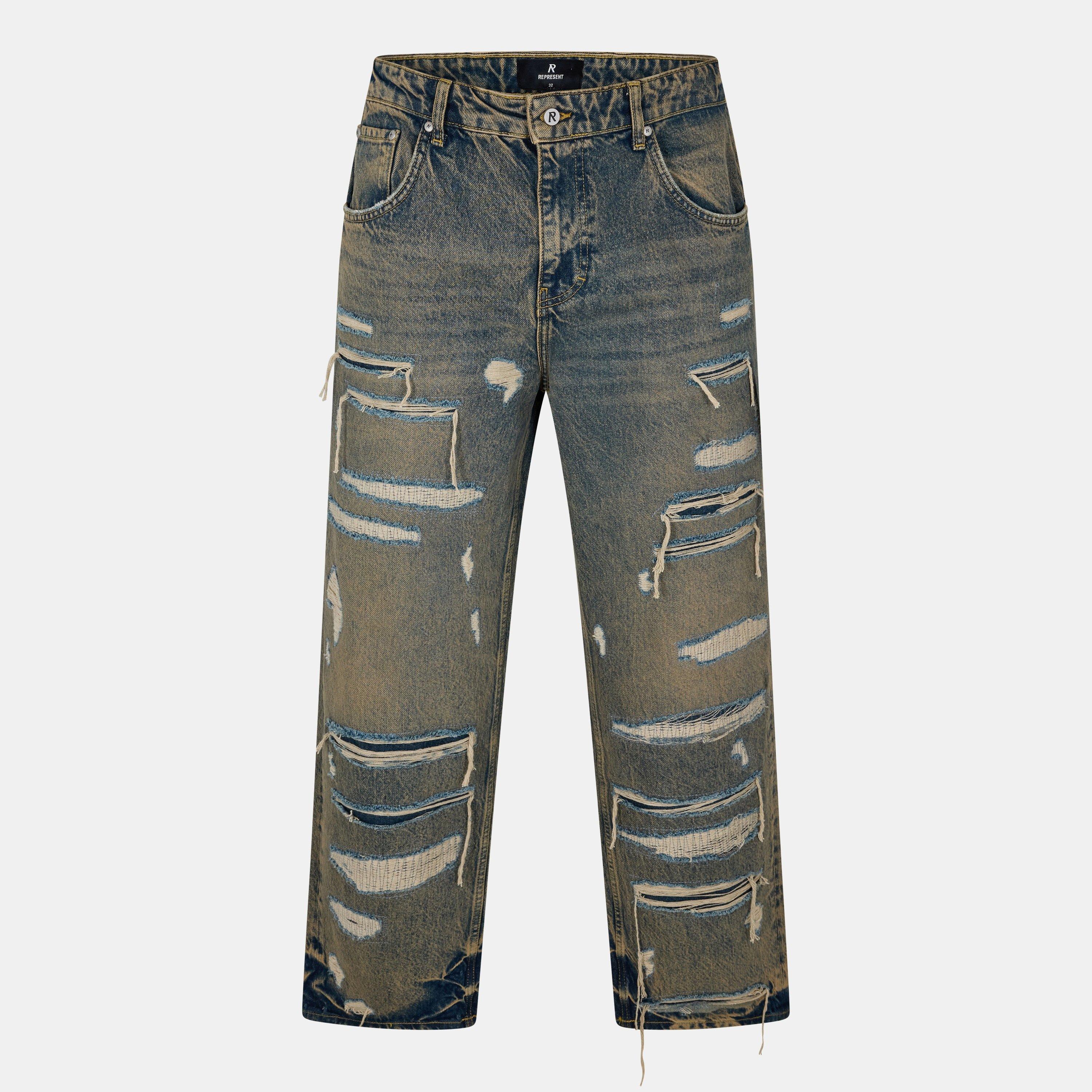 Represent Men's Denim Straight Leg Jeans - Blue Cream - 31W R
