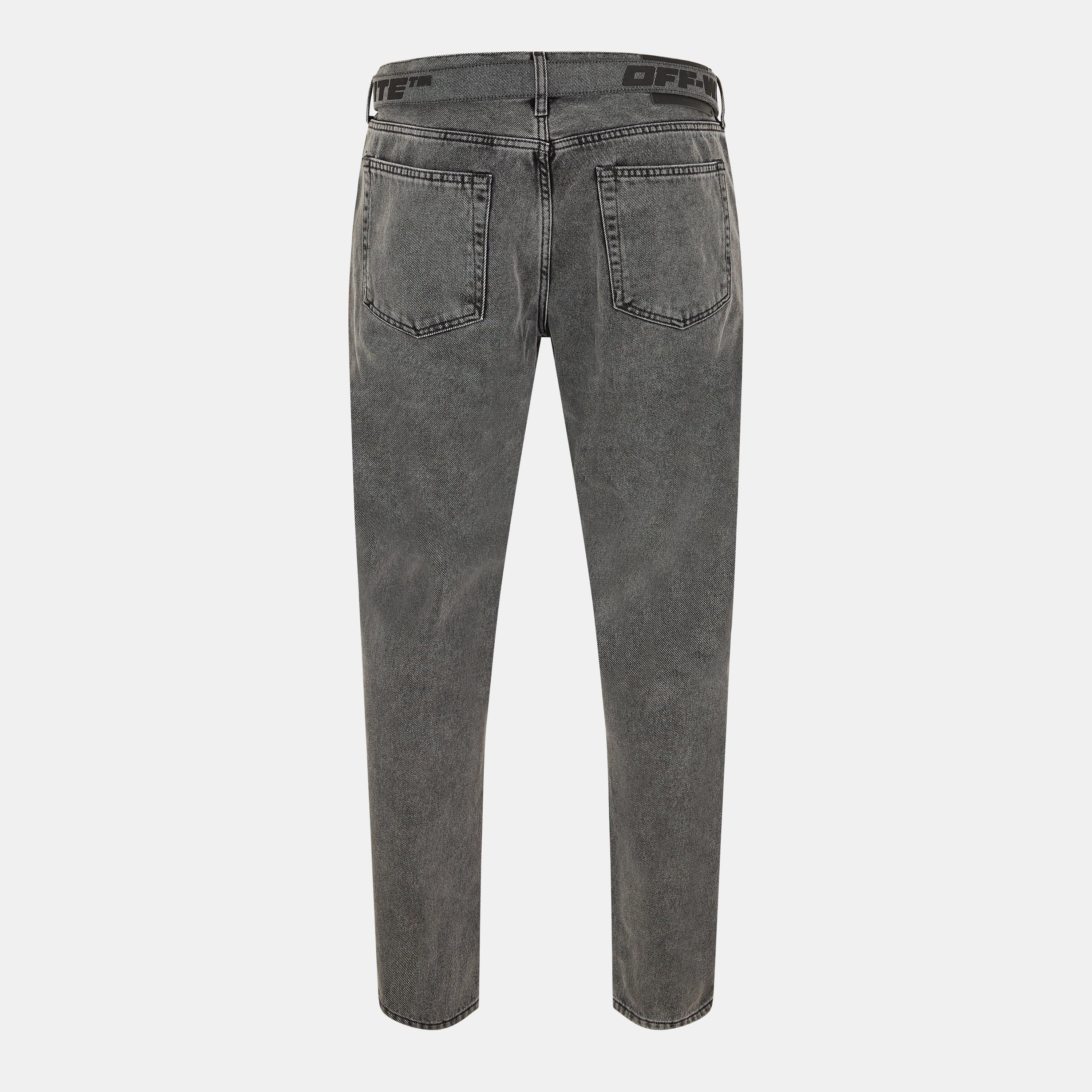 Grey/Black - Off White - Men's Skinny Jeans - 2