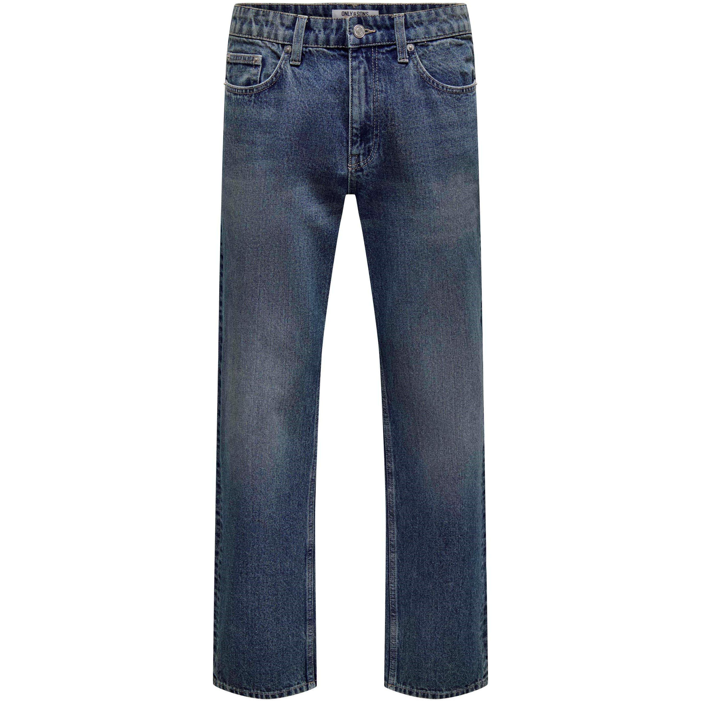Only And Sons Men's Straight Leg Jeans - Dark Blue - 36W R