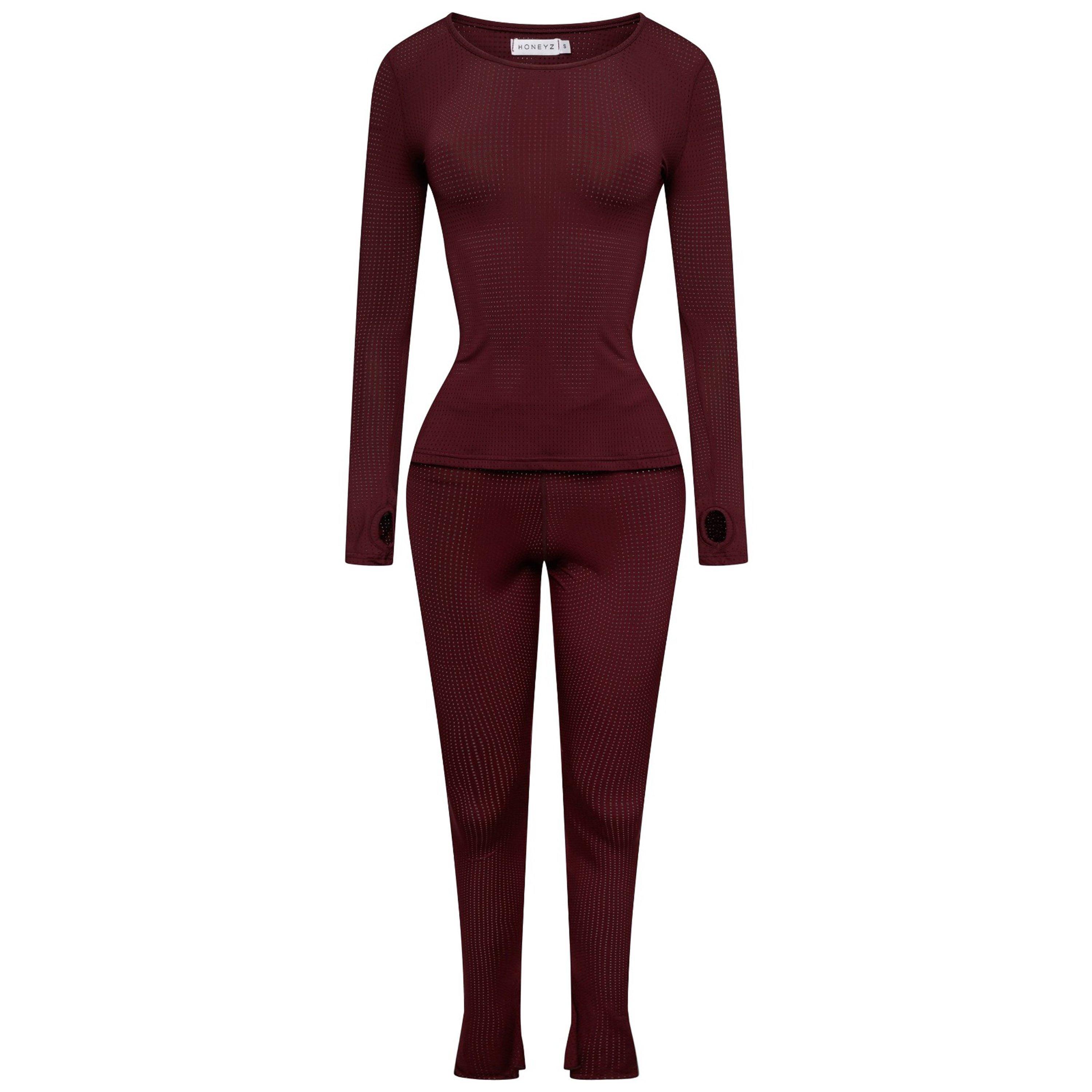 Bourgondië - Honeyz - Long Sleeve 2 Piece Set Womens