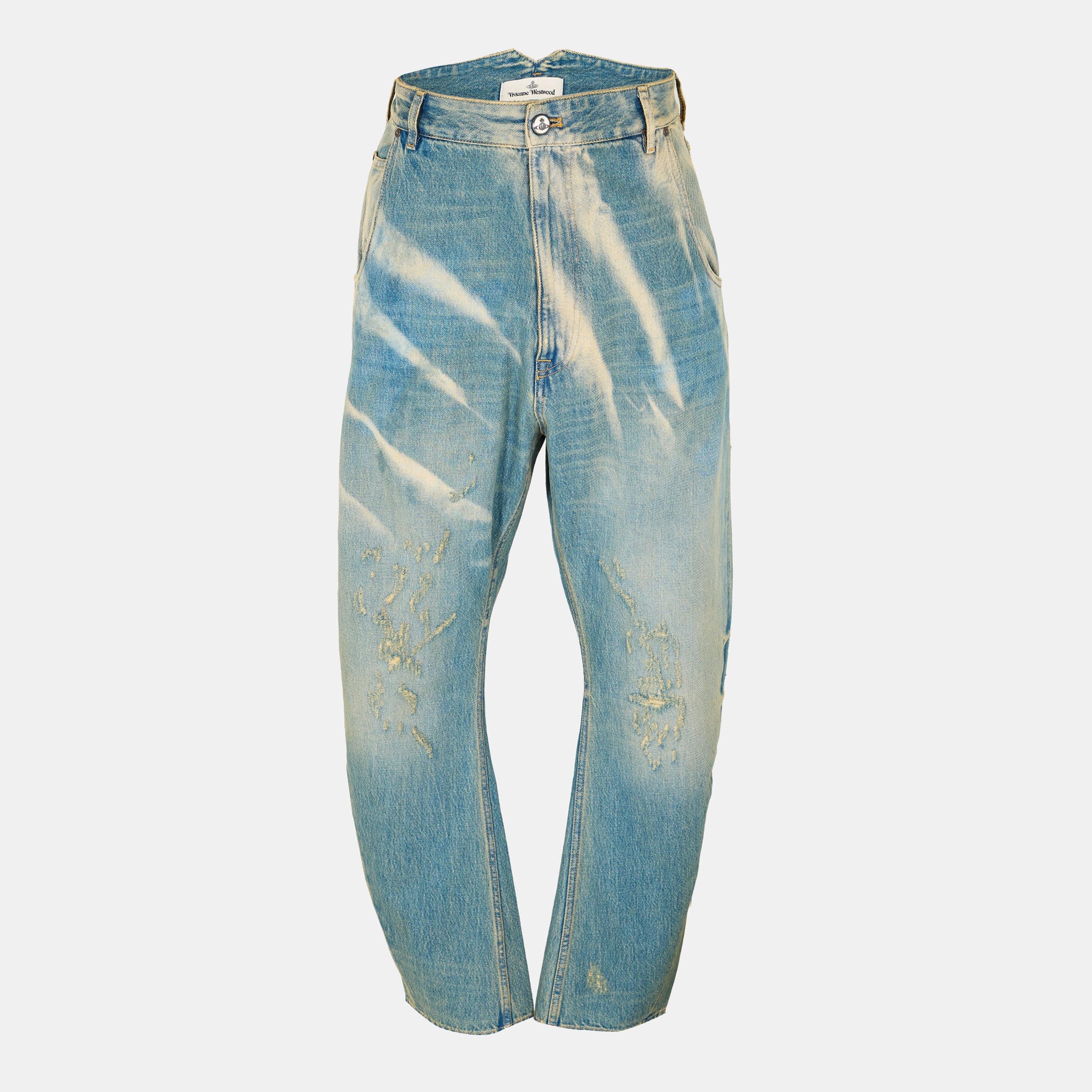 Blue - Vivienne Westwood - Men's Viv Buckle Straight Leg Jeans - 1