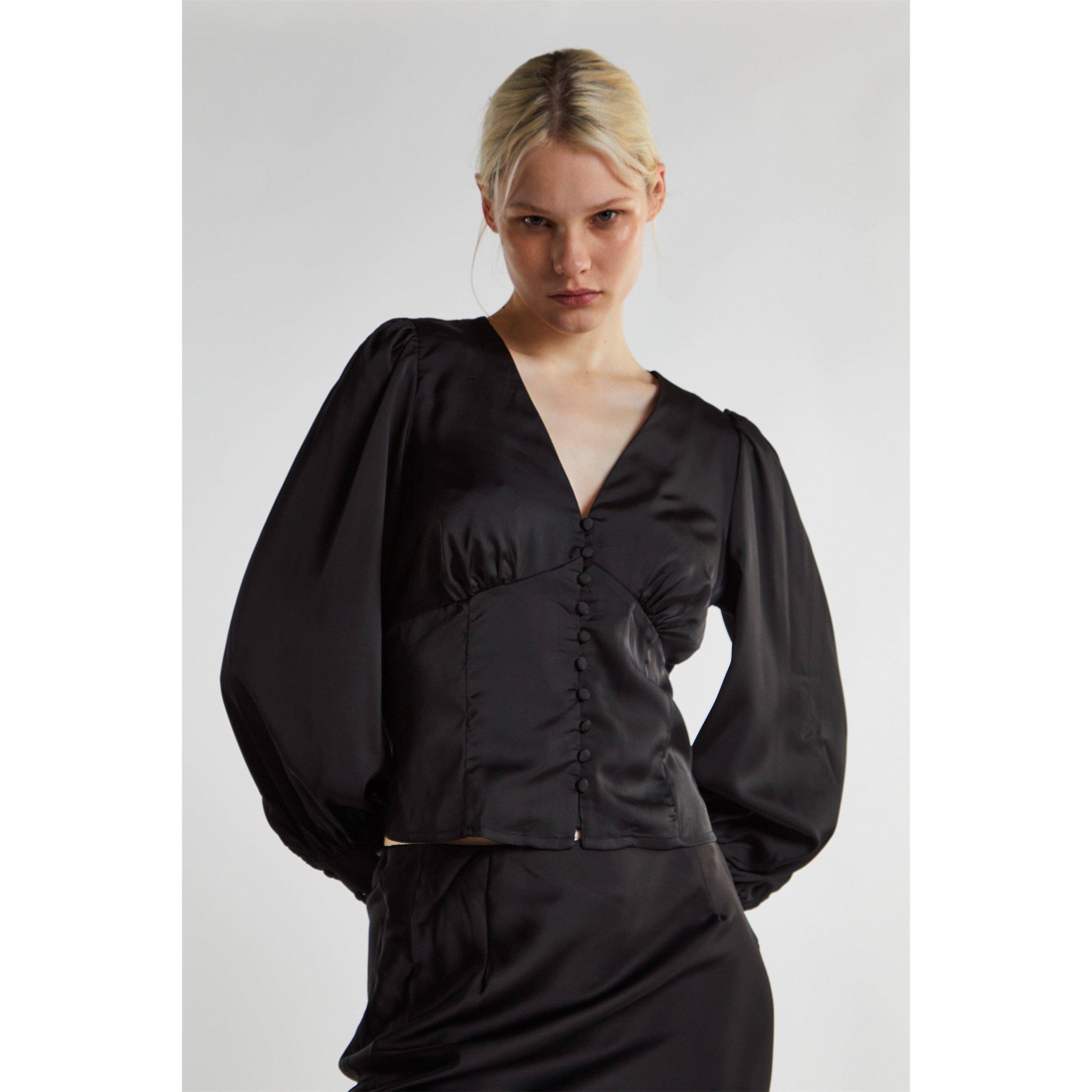 Sort - Glamorous - Satin Long Sleeve Top - 2